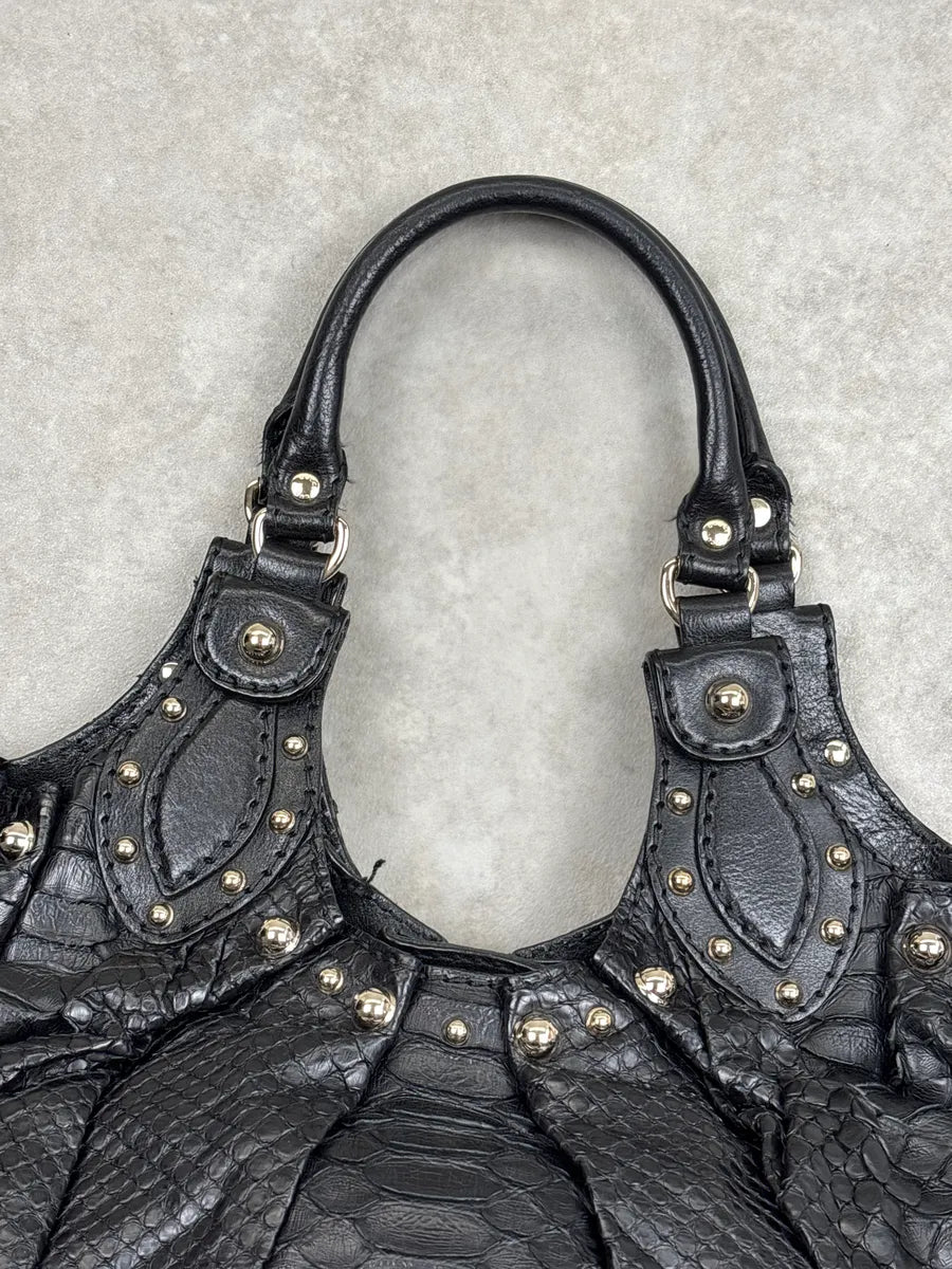 Gucci Black Python Studded Handle Bag FqWlpFfG 12