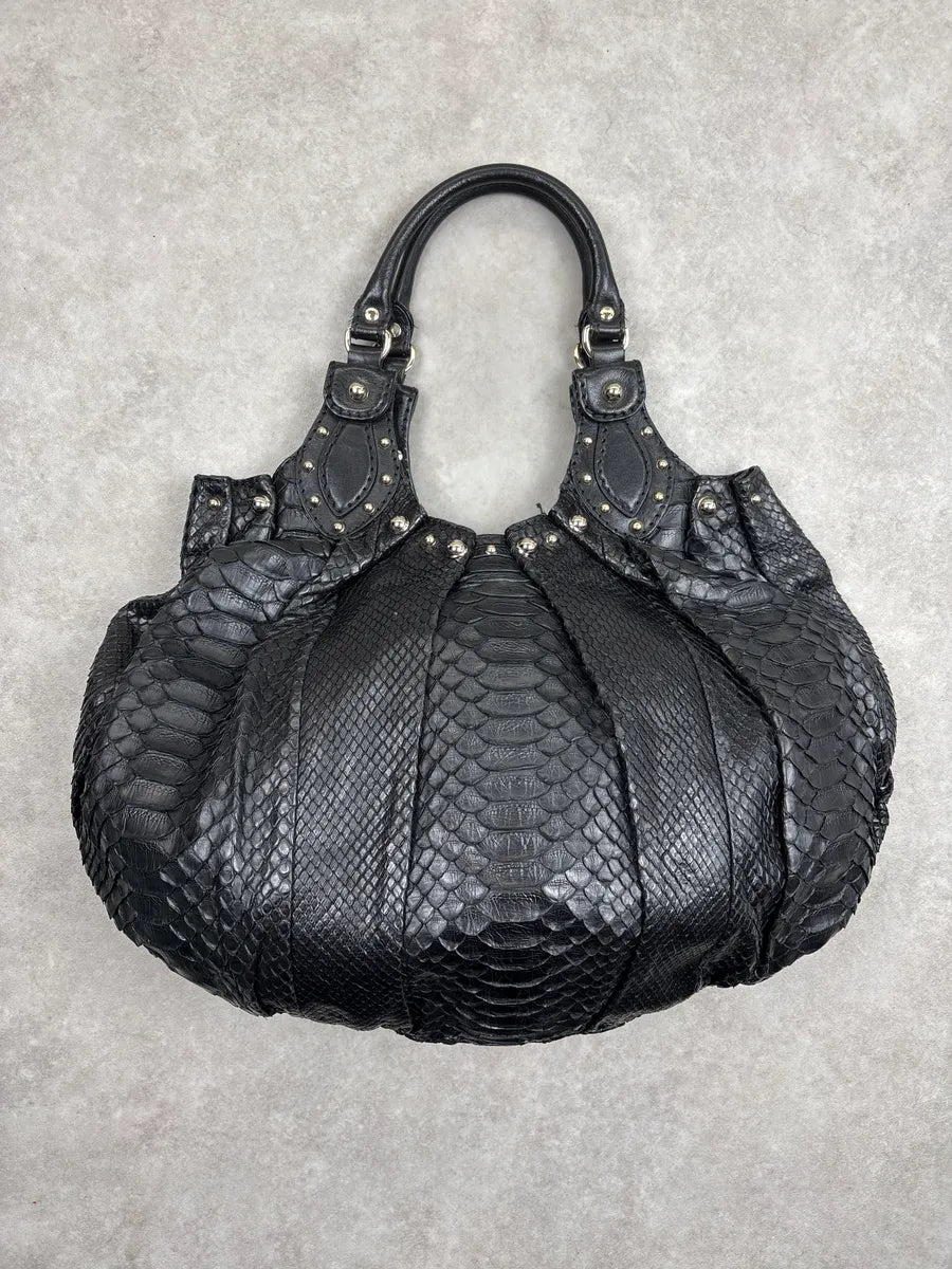 Gucci Black Python Studded Handle Bag FqWlpFfG 0