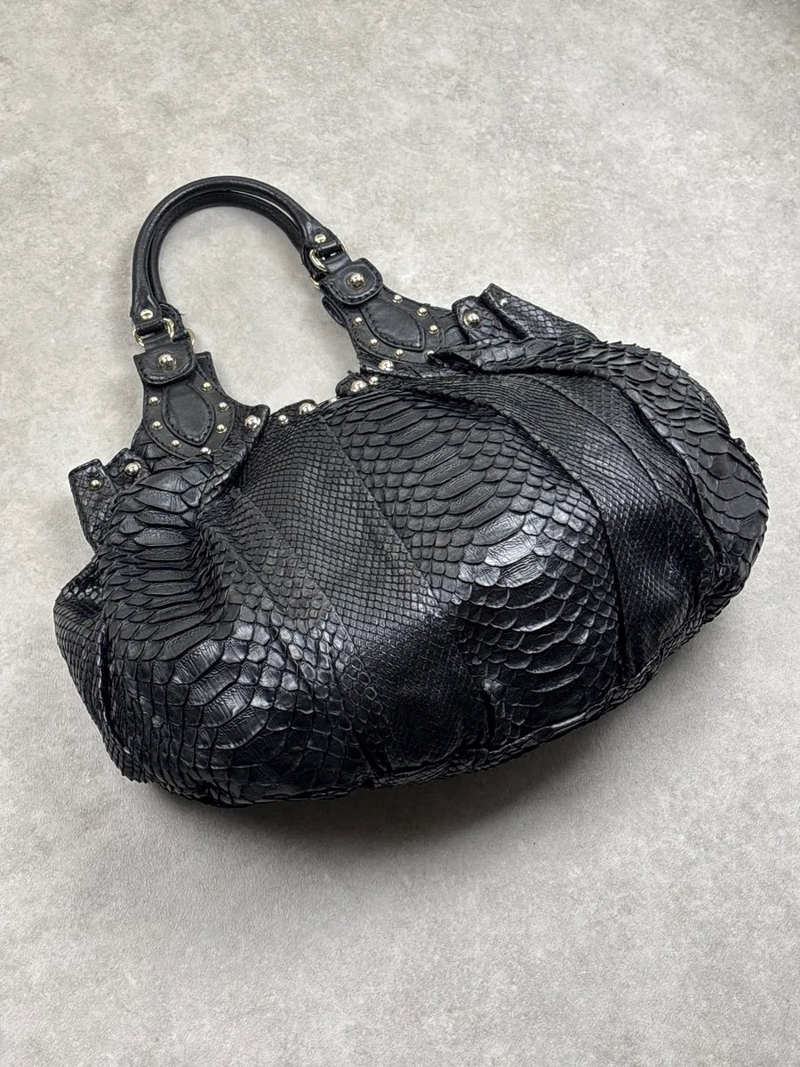 Gucci Black Python Studded Handle Bag FqWlpFfG 6