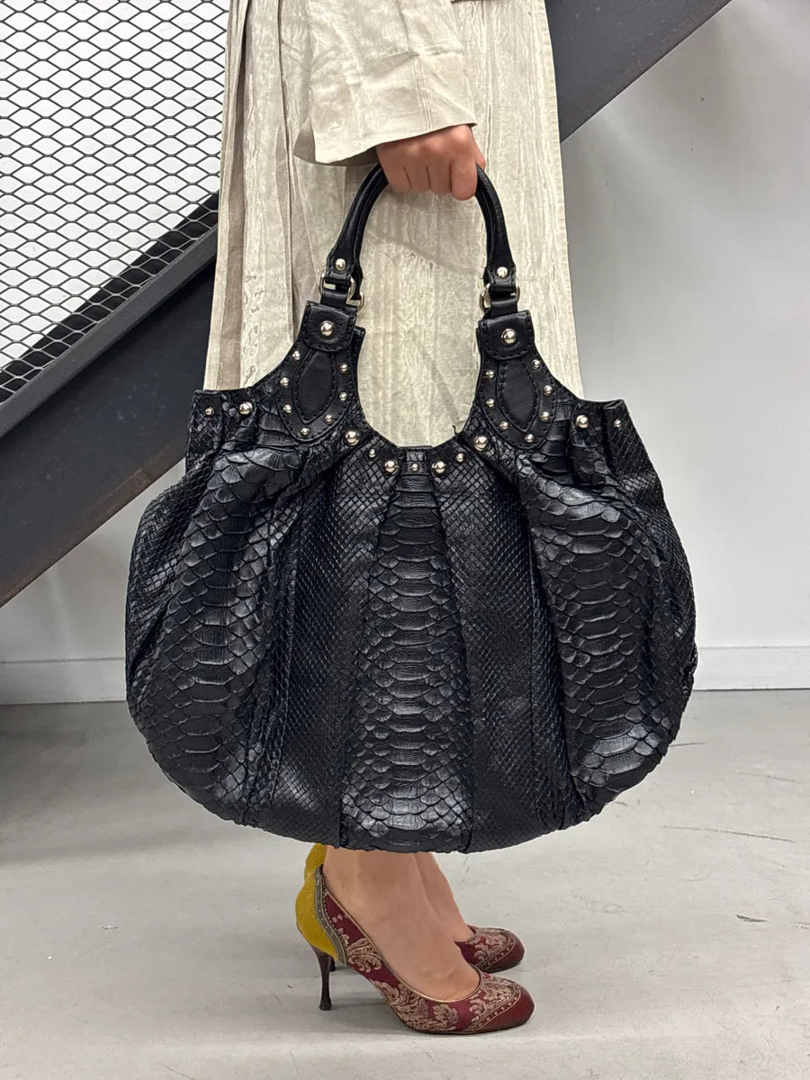 Gucci Black Python Studded Handle Bag FqWlpFfG 1