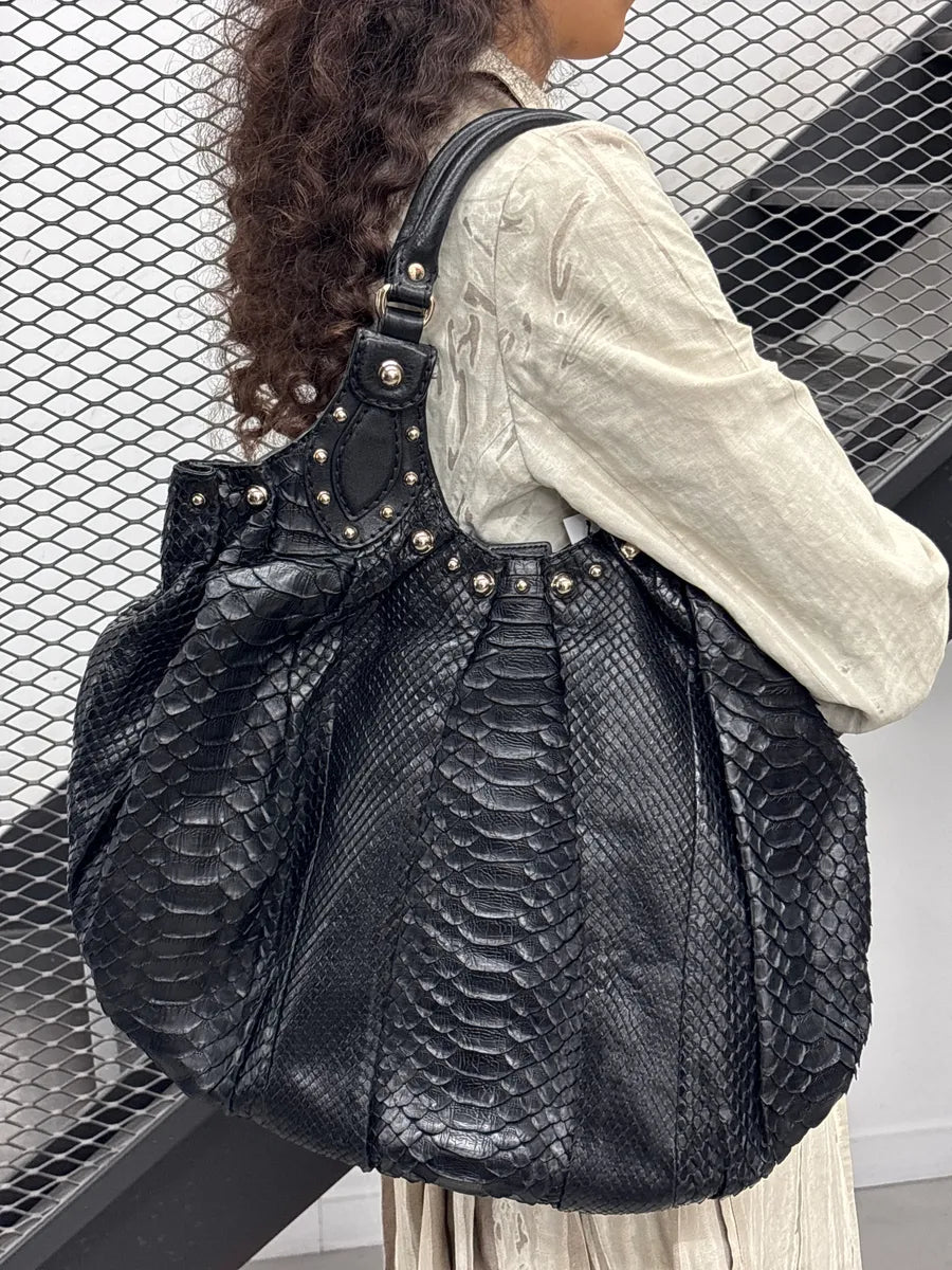 Gucci Black Python Studded Handle Bag FqWlpFfG 2