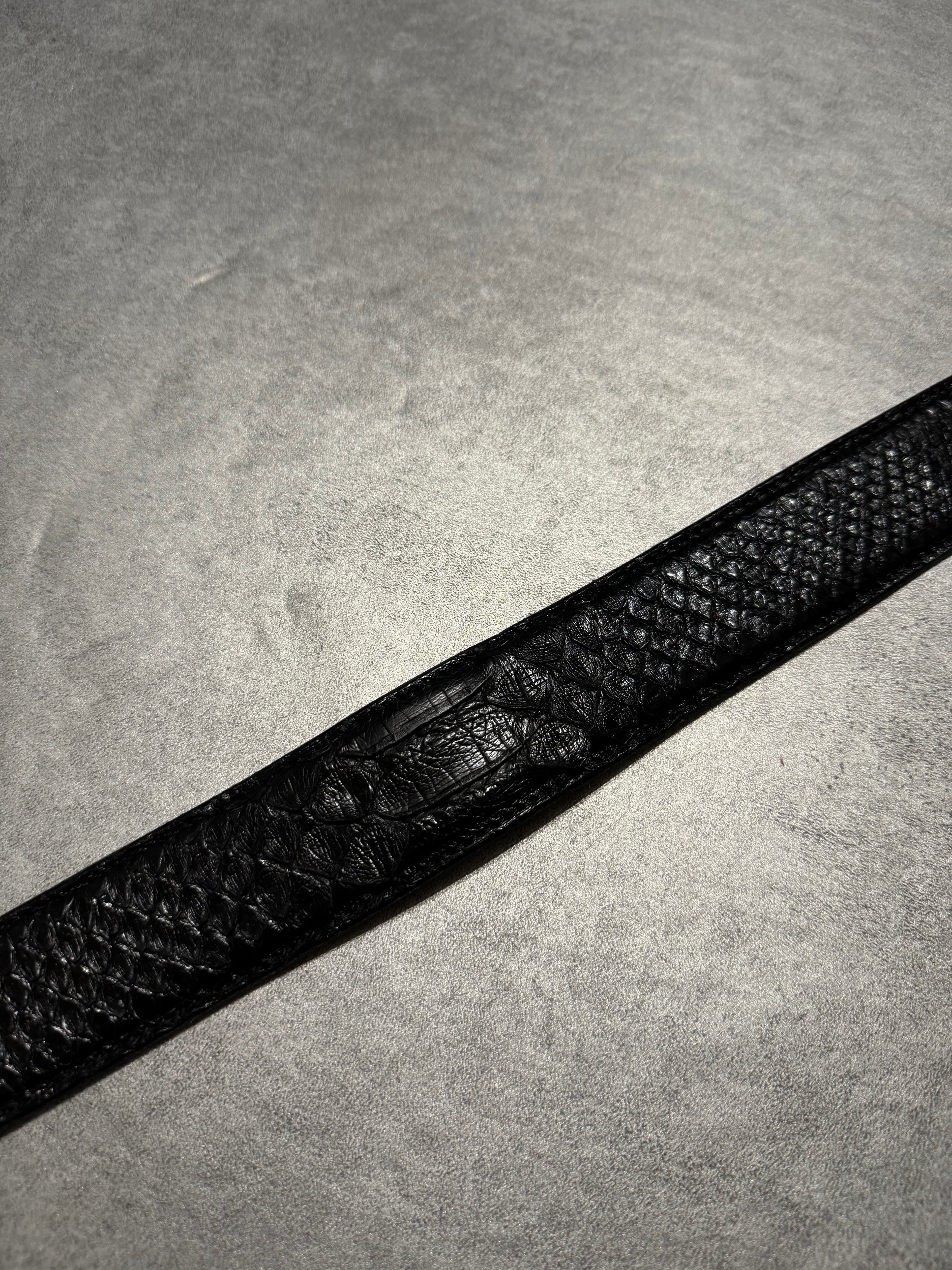 Artisanal Italian Python Leather Black Dark Belt (OS) - 4