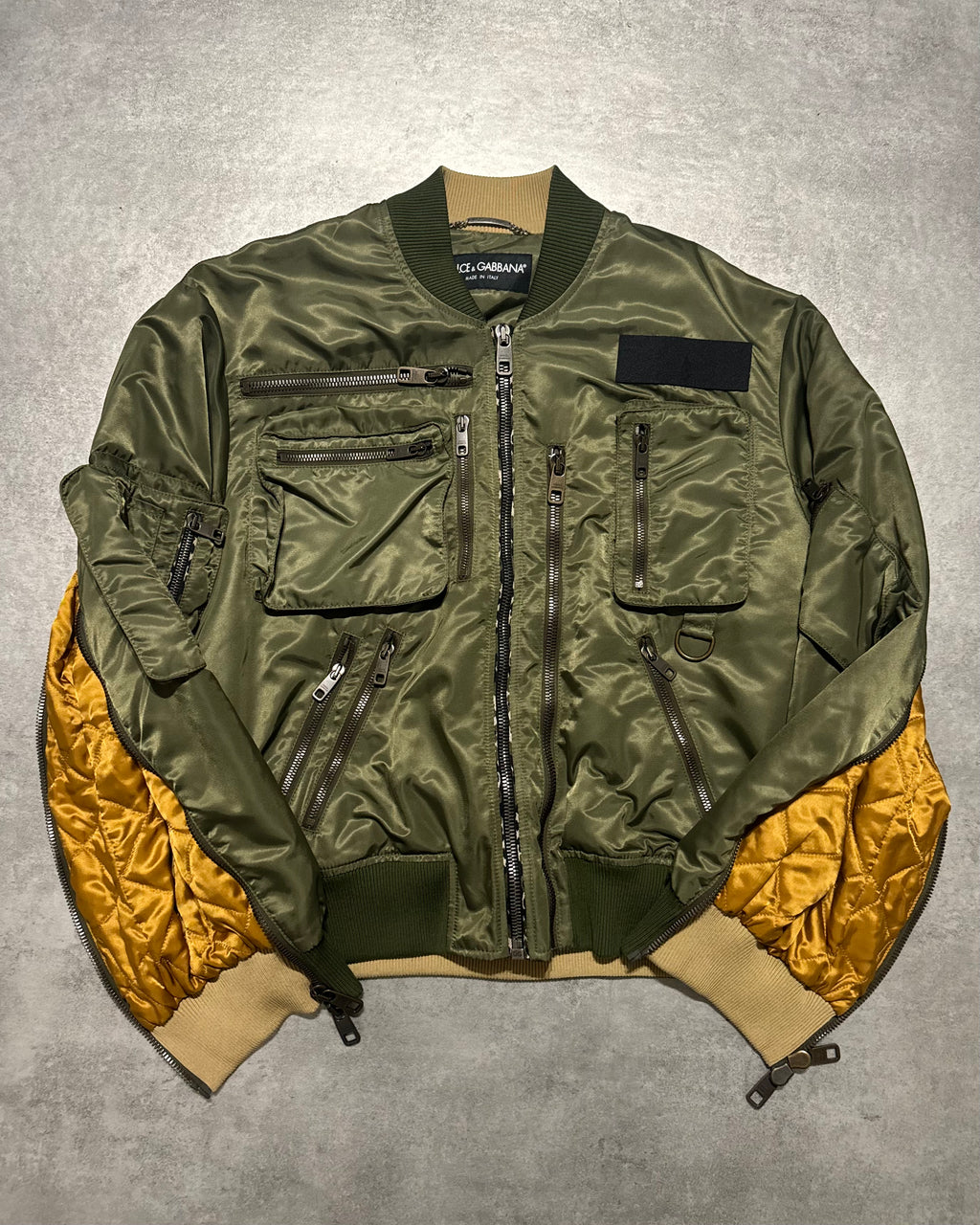 Dolce & Gabbana Olive Military Multi Zips Bomber Jacket (M/L) - 2