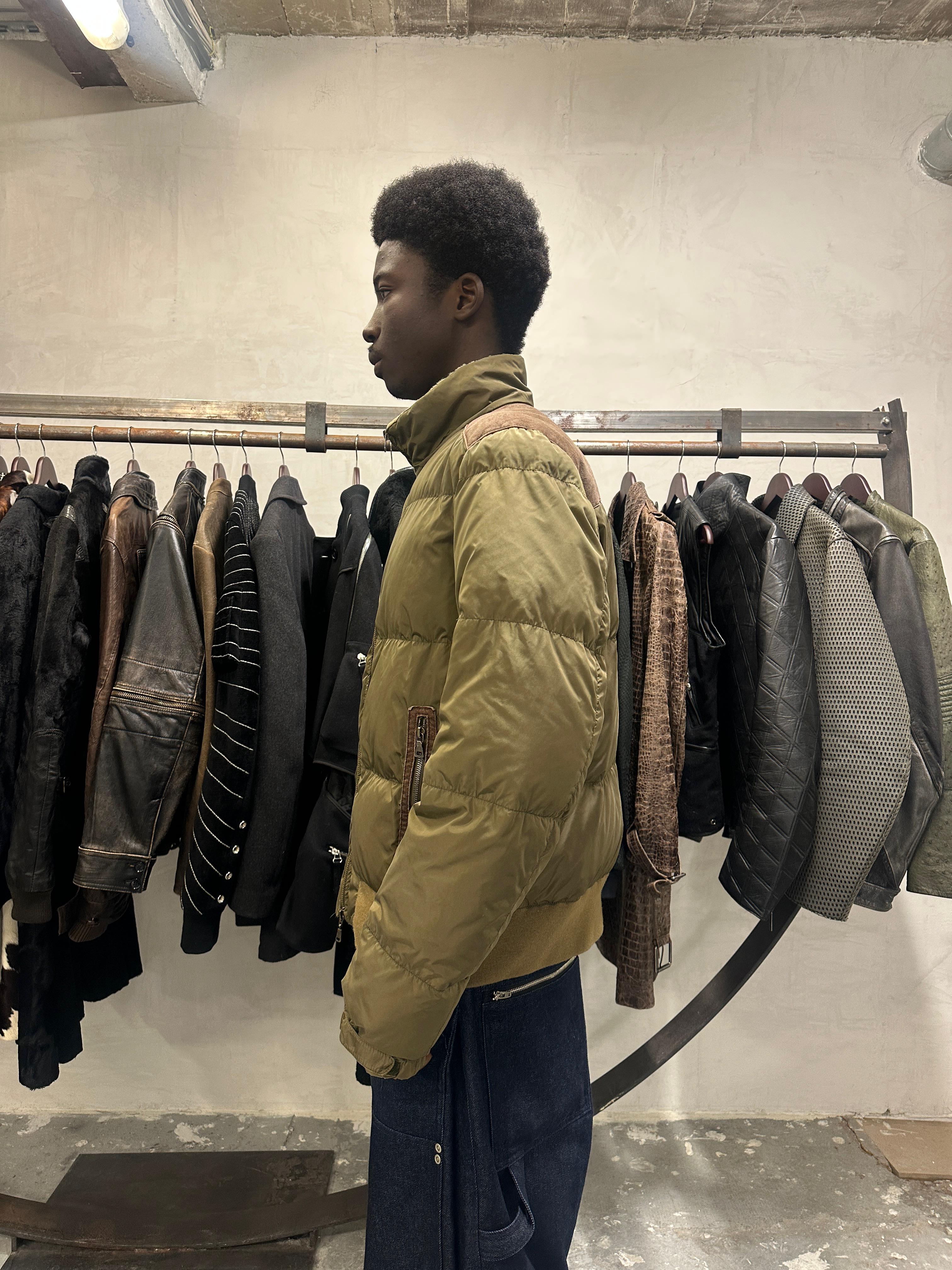 2000s Prada Linea Rossa Olive Puffer Padded Jacket (L) - 8