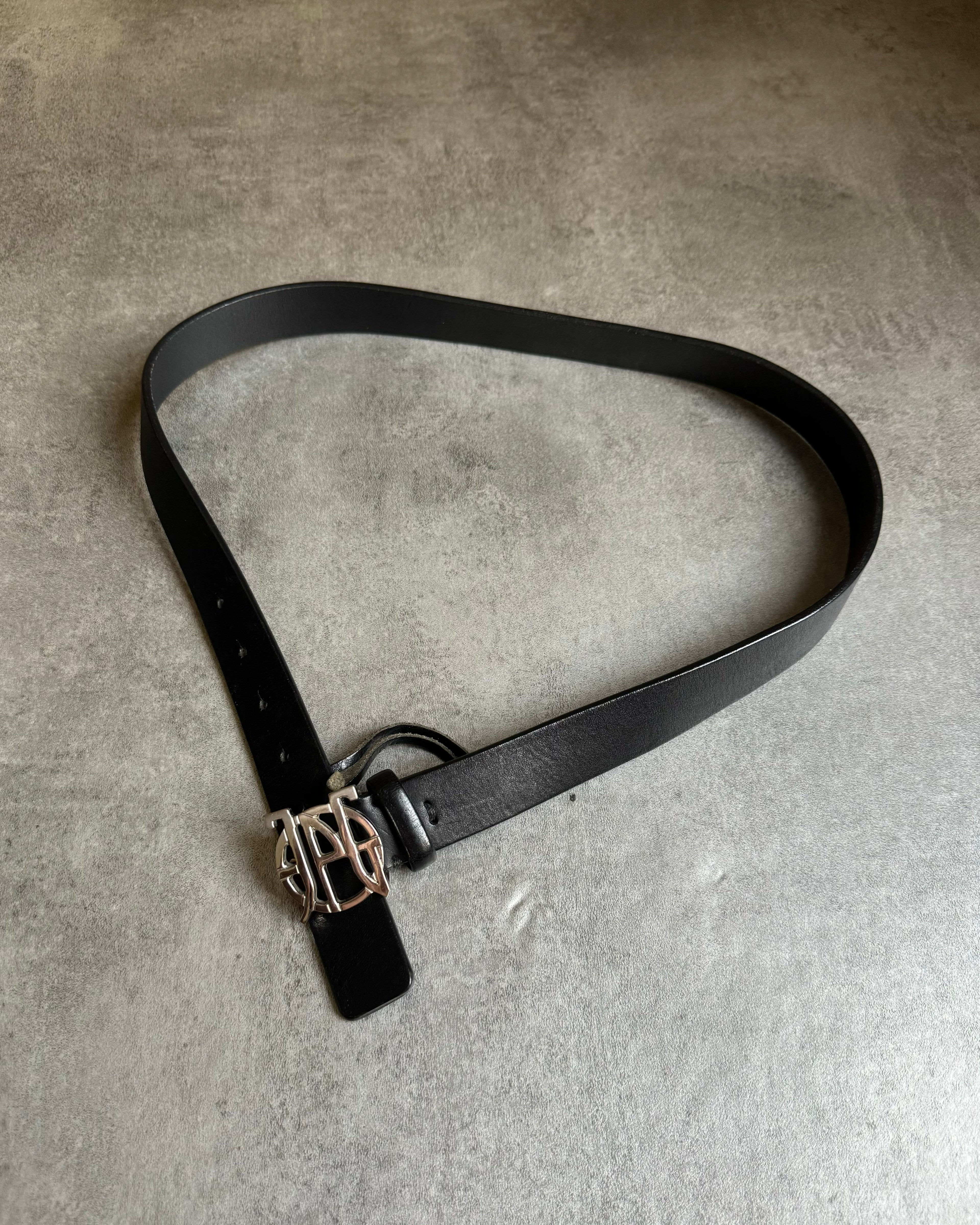 2000s Jean Paul Gaultier Black Buckle Propaganda Belt (OS) - 1