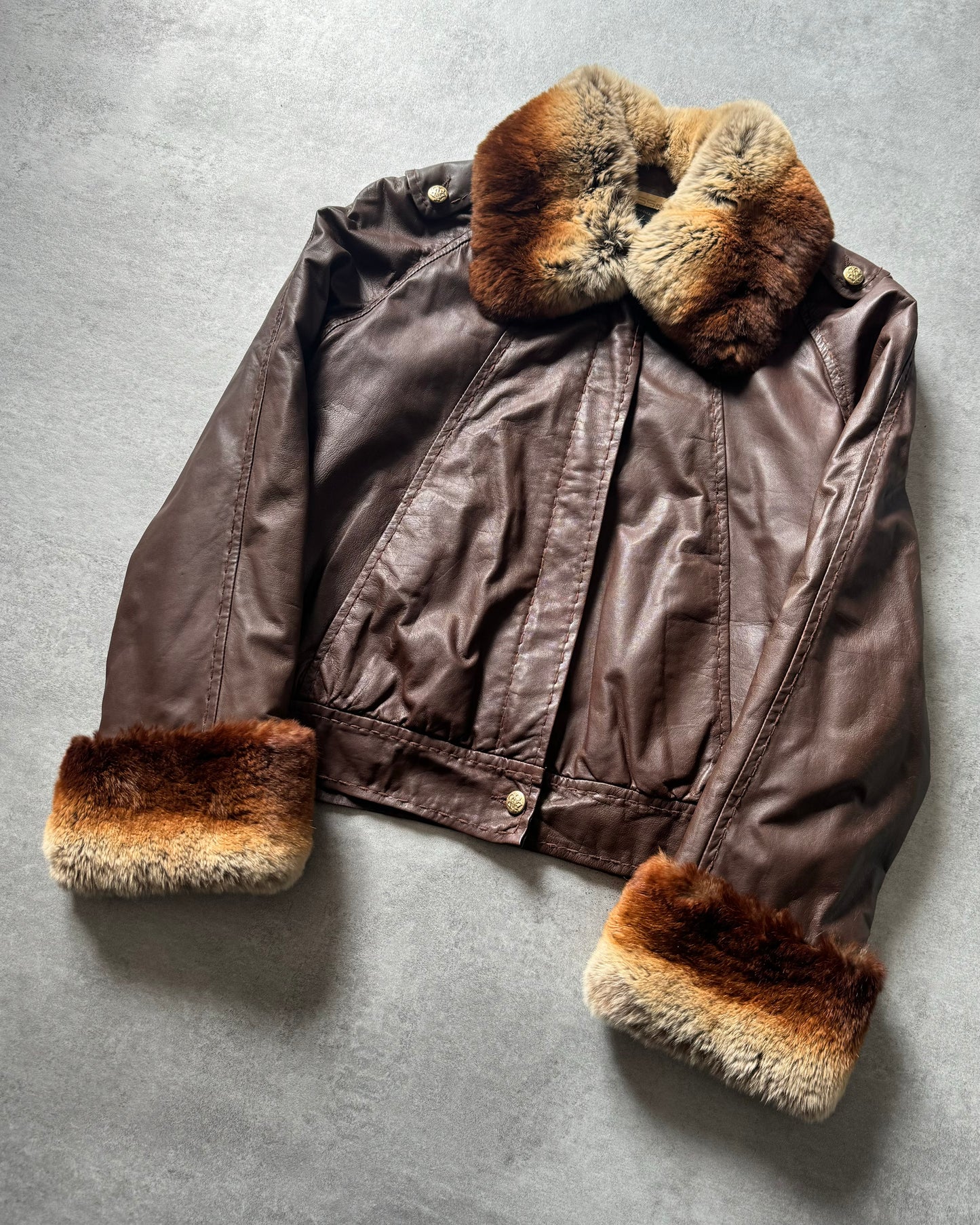2000s Roberto Cavalli Brown Fur Optimum Leather Jacket  (S) - 9