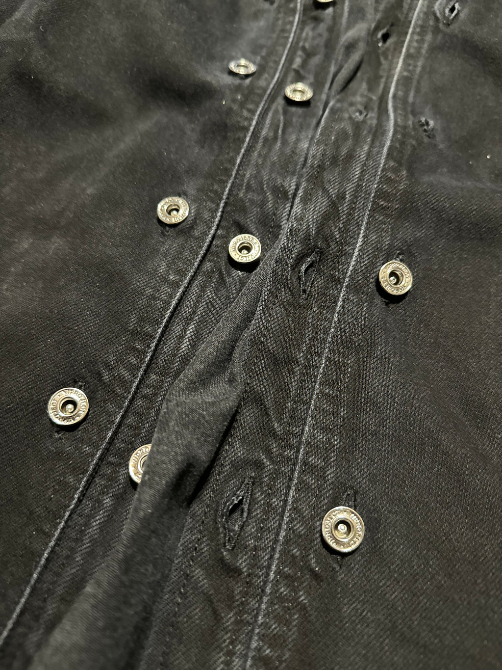 SS2025 Y/Project Snap Evergreen Black Denim Shirt (M) - 6