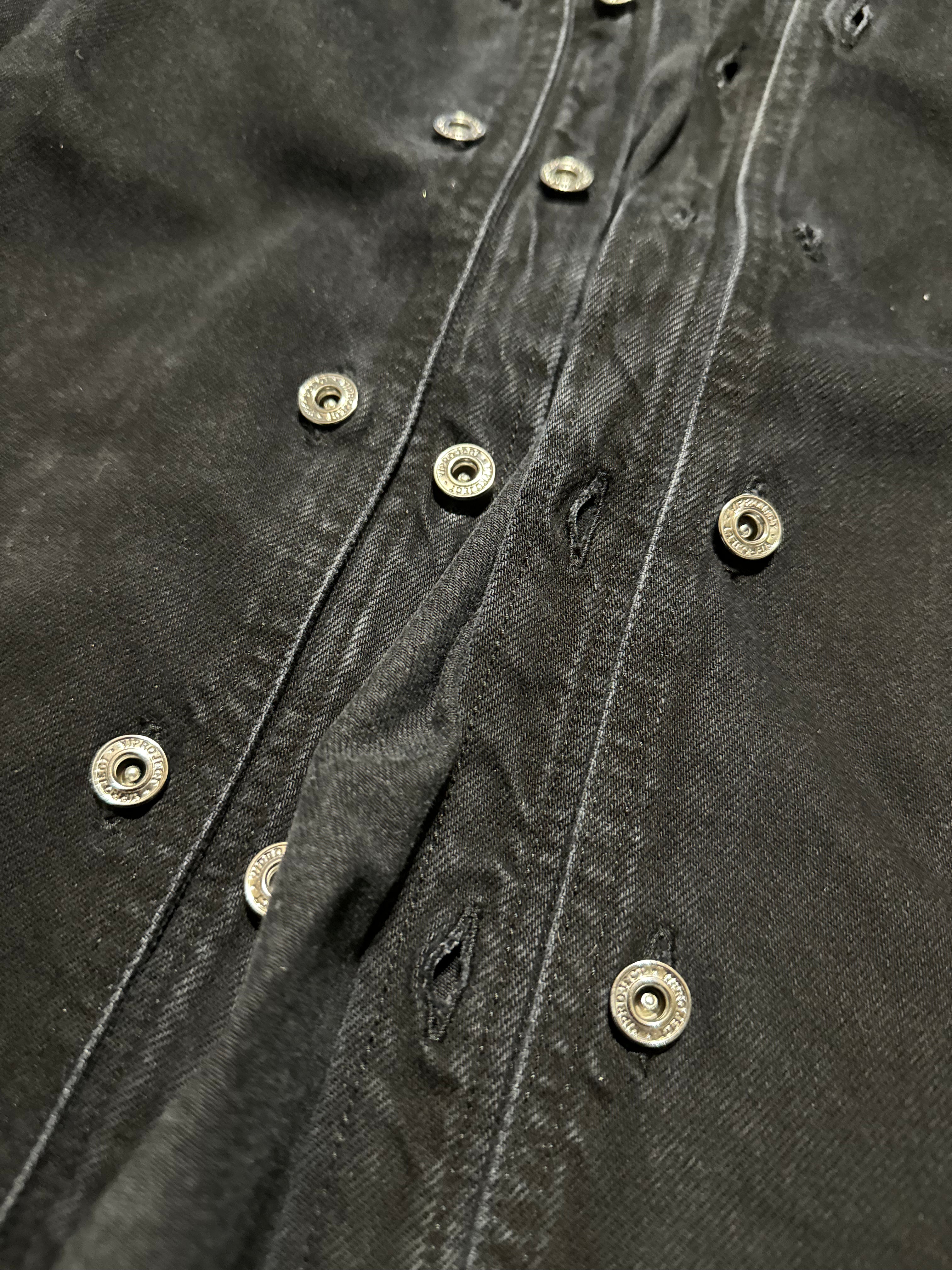 SS2025 Y/Project Snap Evergreen Black Denim Shirt (M) - 6
