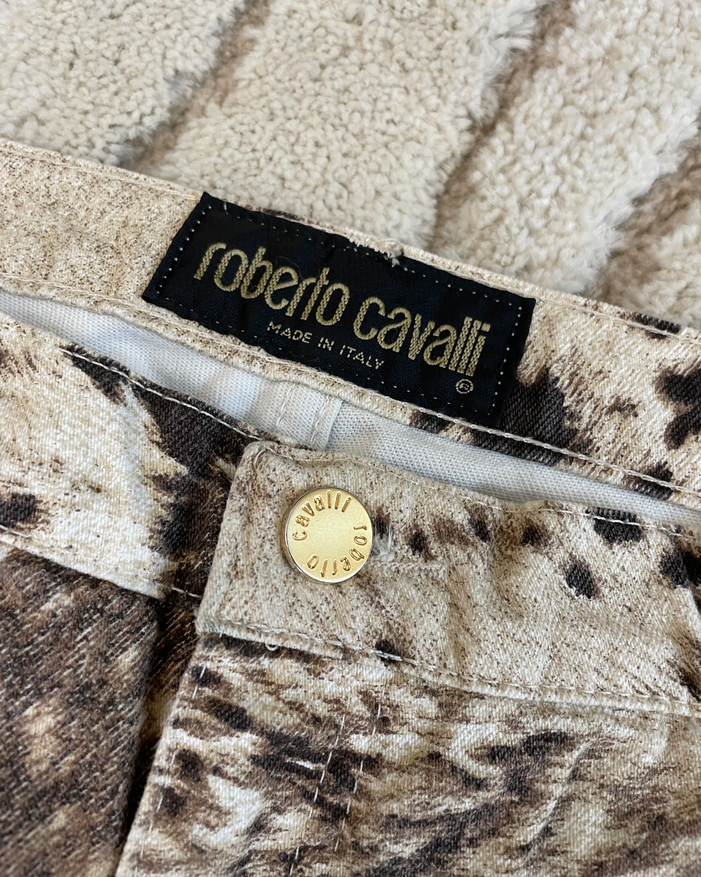 FW1999 Roberto Cavalli Furry Cowprint Movement Pants (M)