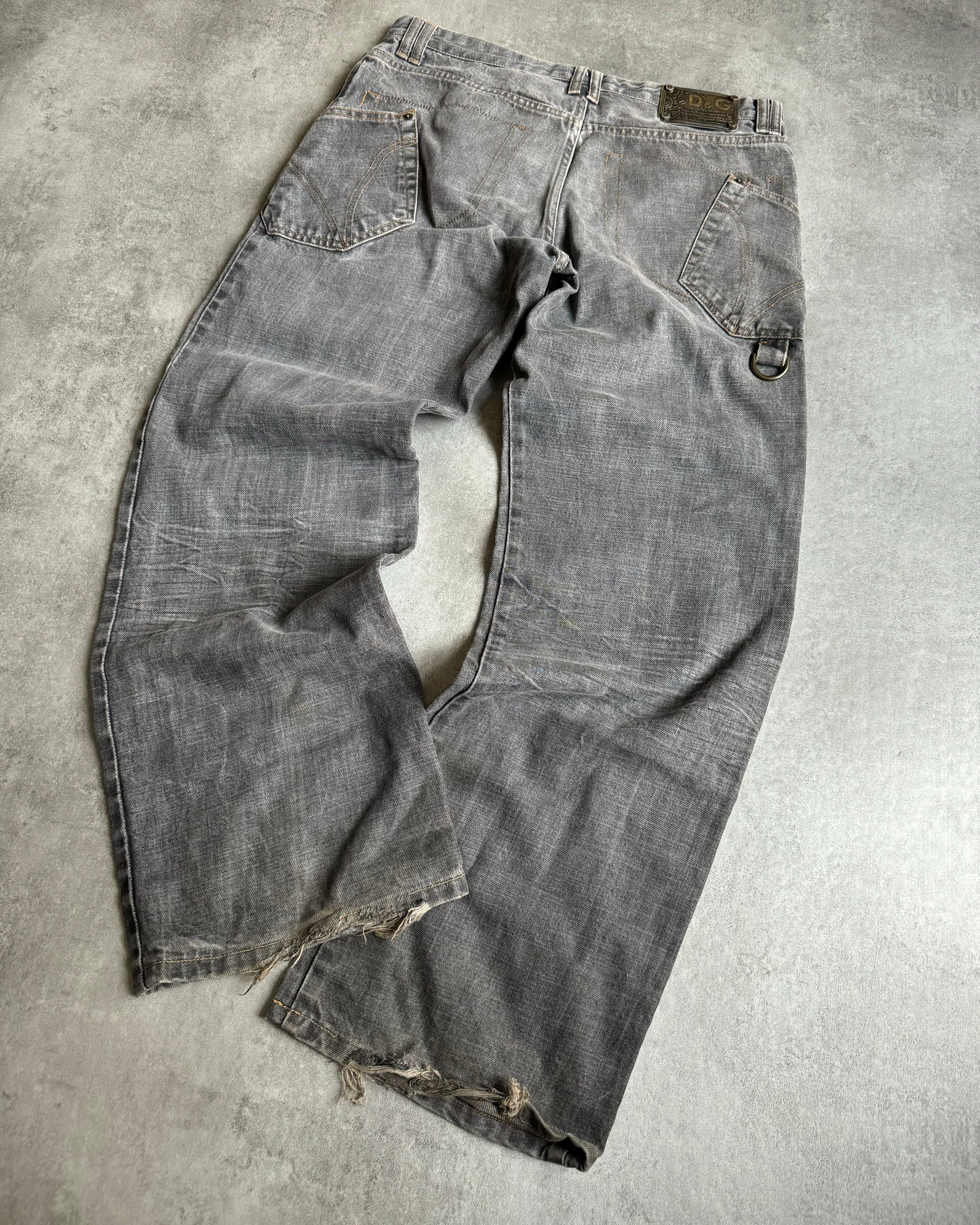 AW2003 Dolce & Gabbana Grey Eroded Denim Jeans (L) - 4