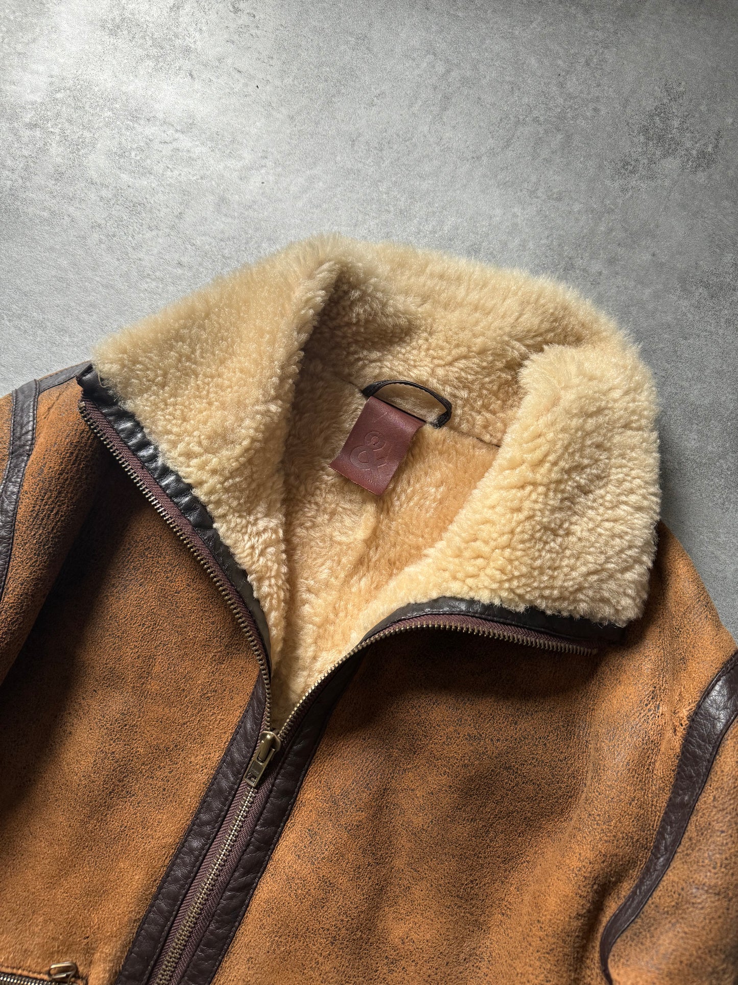 1990s Dolce & Gabbana Bombardier Shearling Leather Jacket  (L) - 9