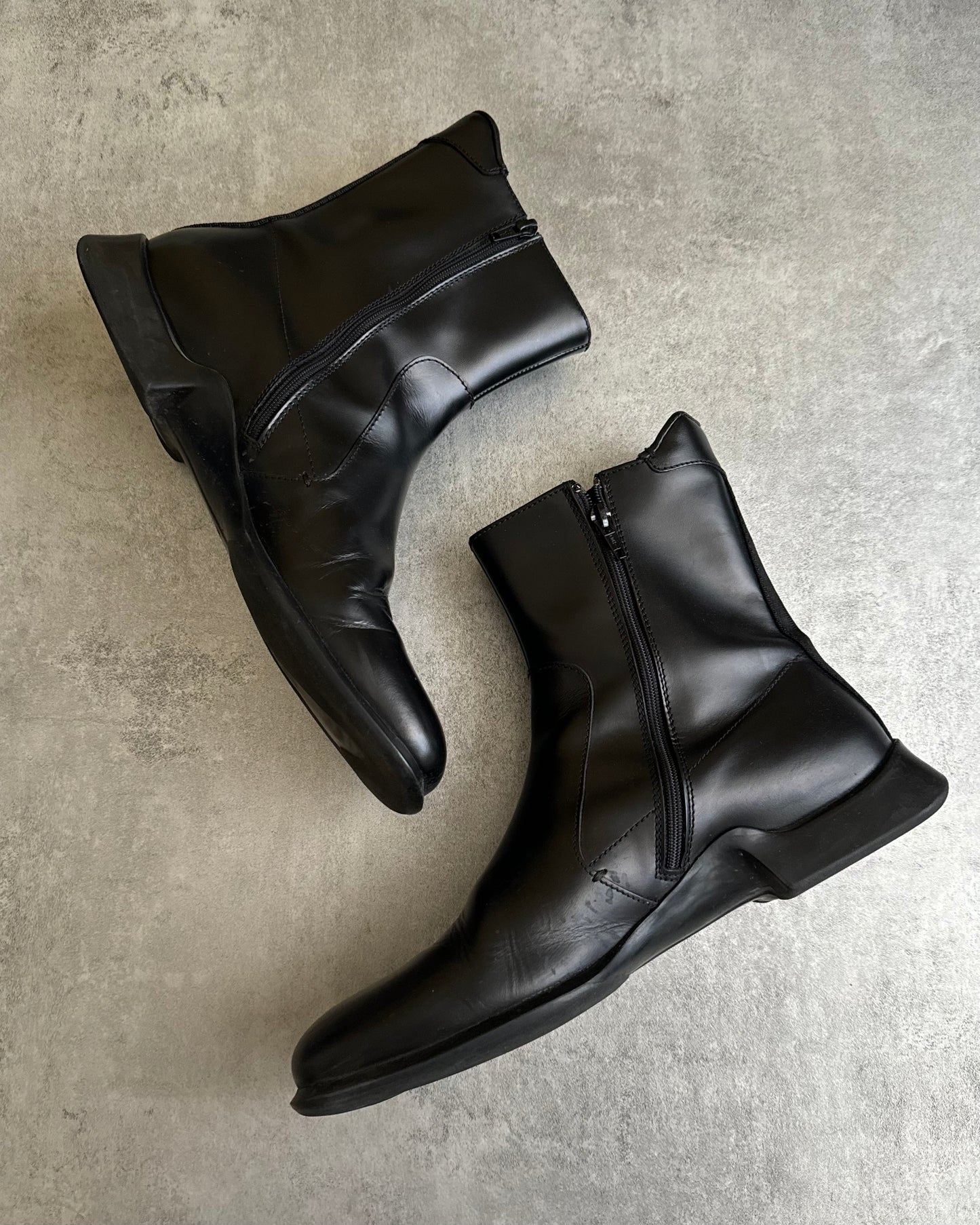 FW1999 Prada Black Leather Derby High Boots (43) - 6