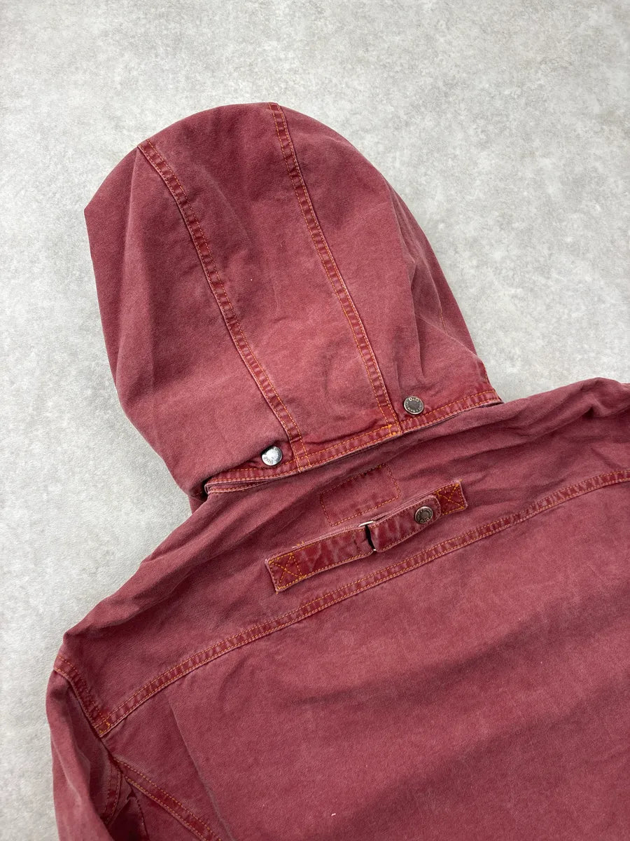SS2003 Dolce & Gabbana Burgundy Hooded Multi-Pocket Denim Jacket FzfitVQX 9