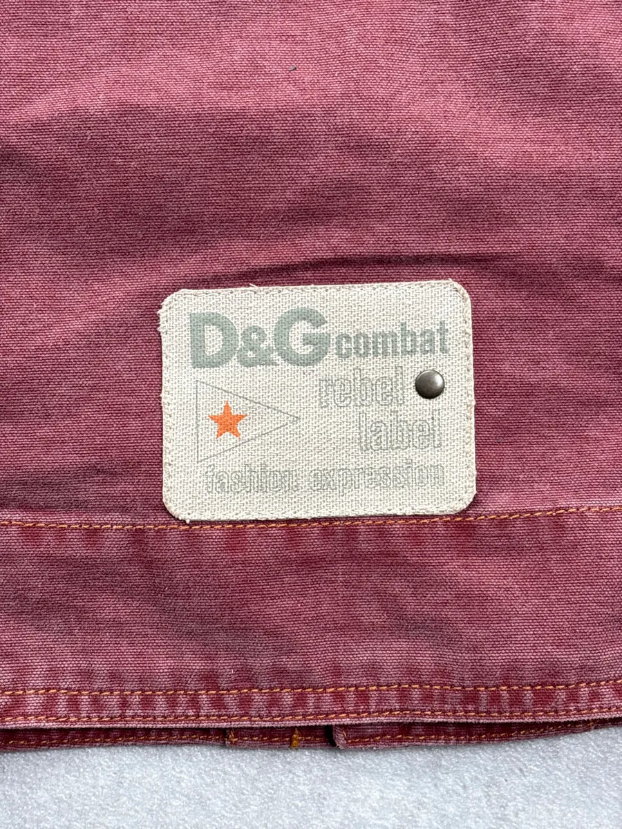 SS2003 Dolce & Gabbana Burgundy Hooded Multi-Pocket Denim Jacket FzfitVQX 11