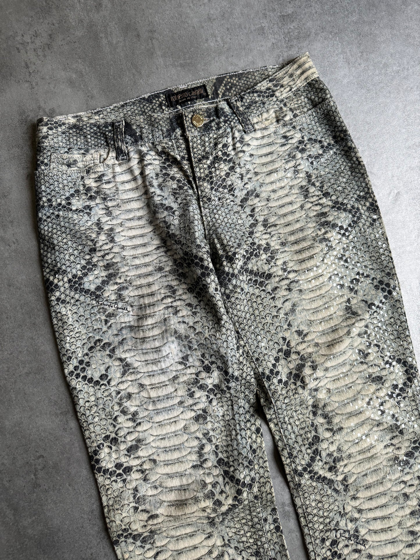 AW2002 Roberto Cavalli Aero Scales Python Effect Pants (S) - 9