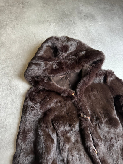 2000s Armani Reversible 2 in 1 Avant-Garde Brown Rustic Fur Jacket (S/M) - 6