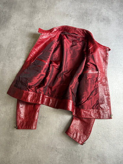 AW2000 Roberto Cavalli Crocodile Red Leather Jacket (L) - 7