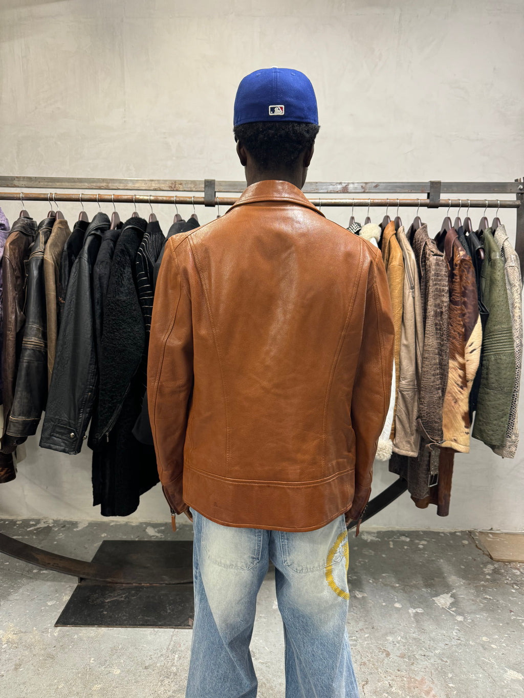 2000s Dolce & Gabbana Brown Coach Leather Jacket (M) - 3