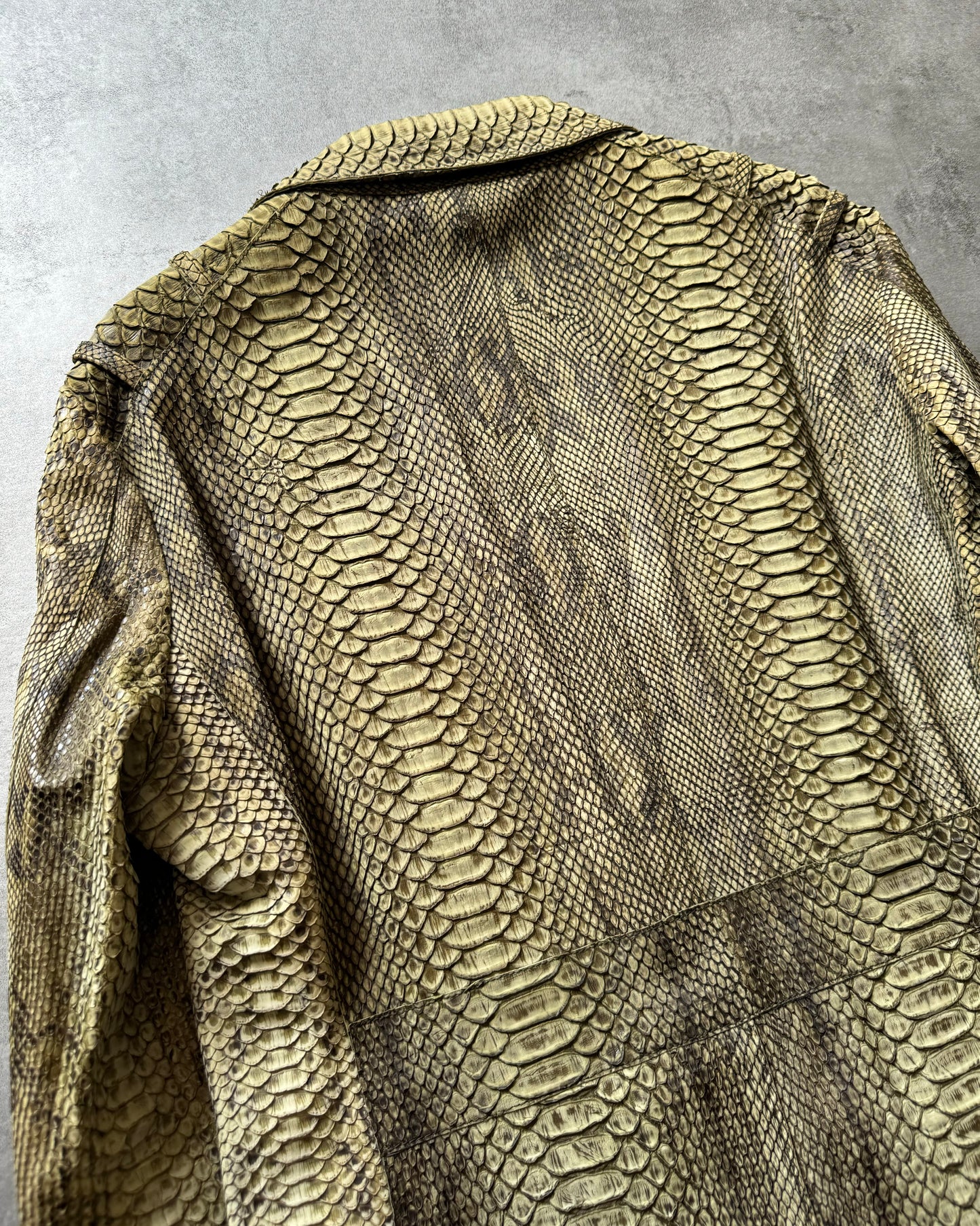 SS2002 Roberto Cavalli Python Leather Sand Jacket (L) - 5