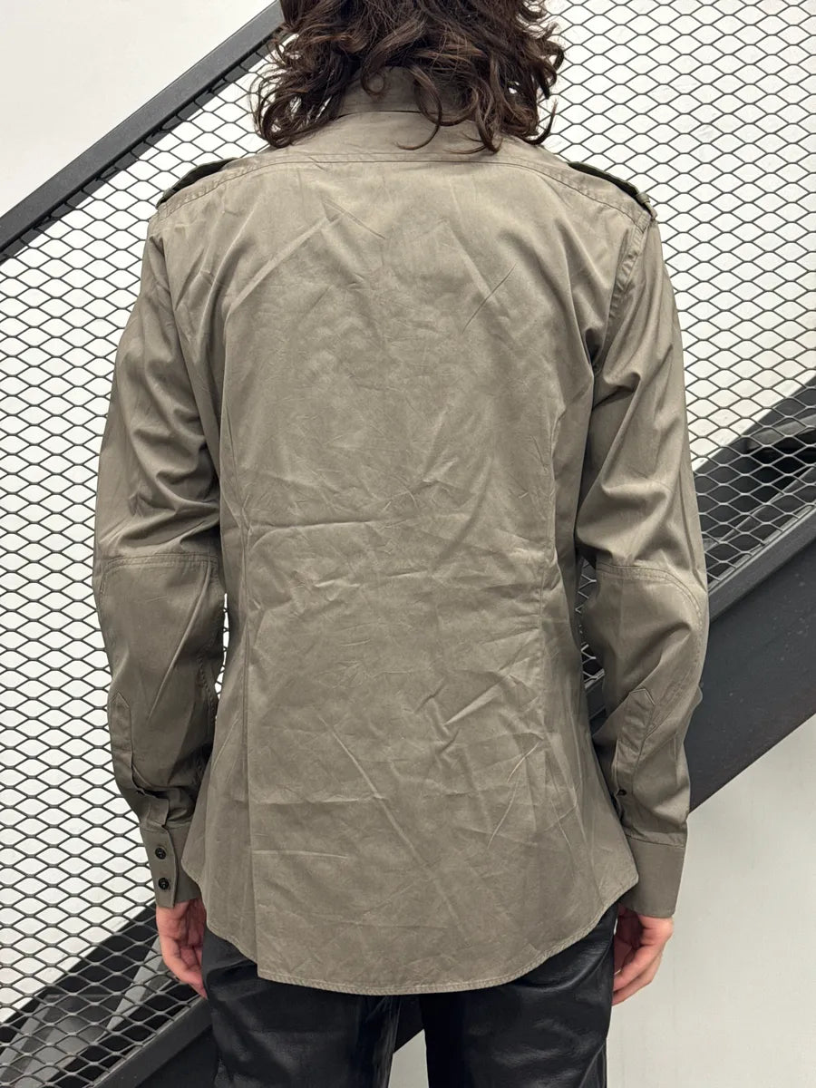 2000s Gucci Crest Embroidered Taupe Shirt GBLLXpnl 2