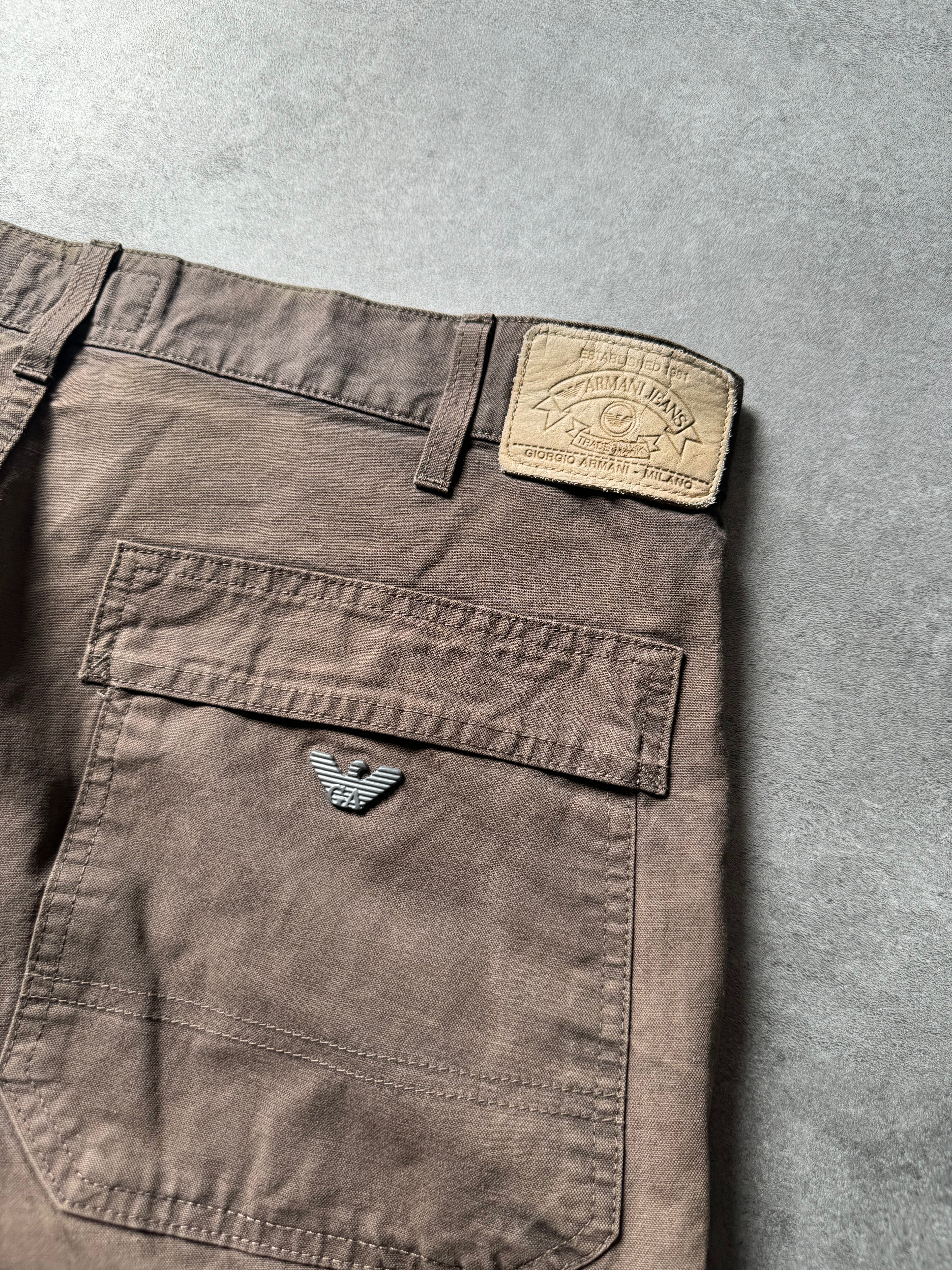 1990s Armani Brown Faded Cozy Oversized Pants  (XL) - 6