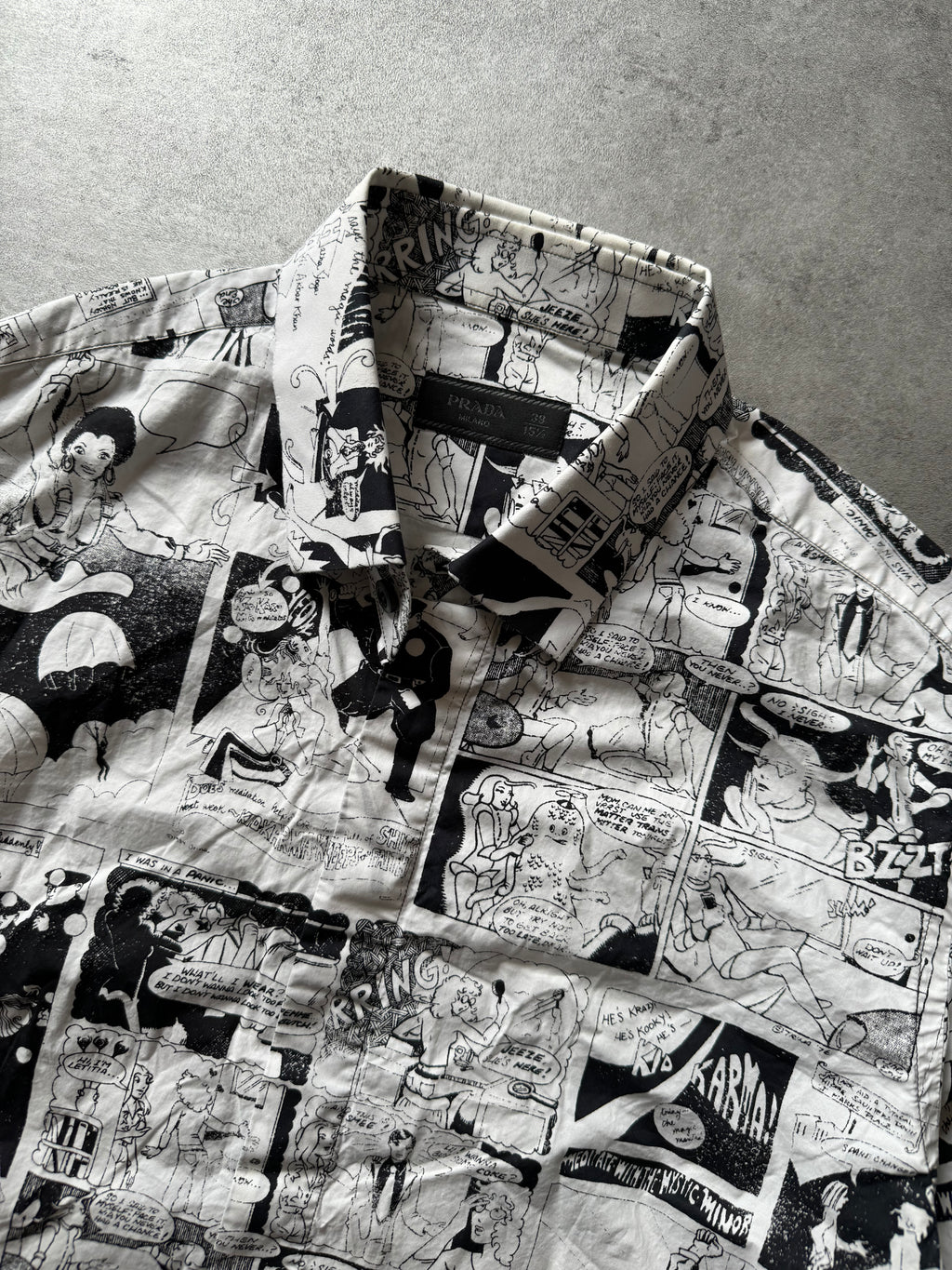 SS2019 Prada Black & White Comics Energy Shirt (S) - 9