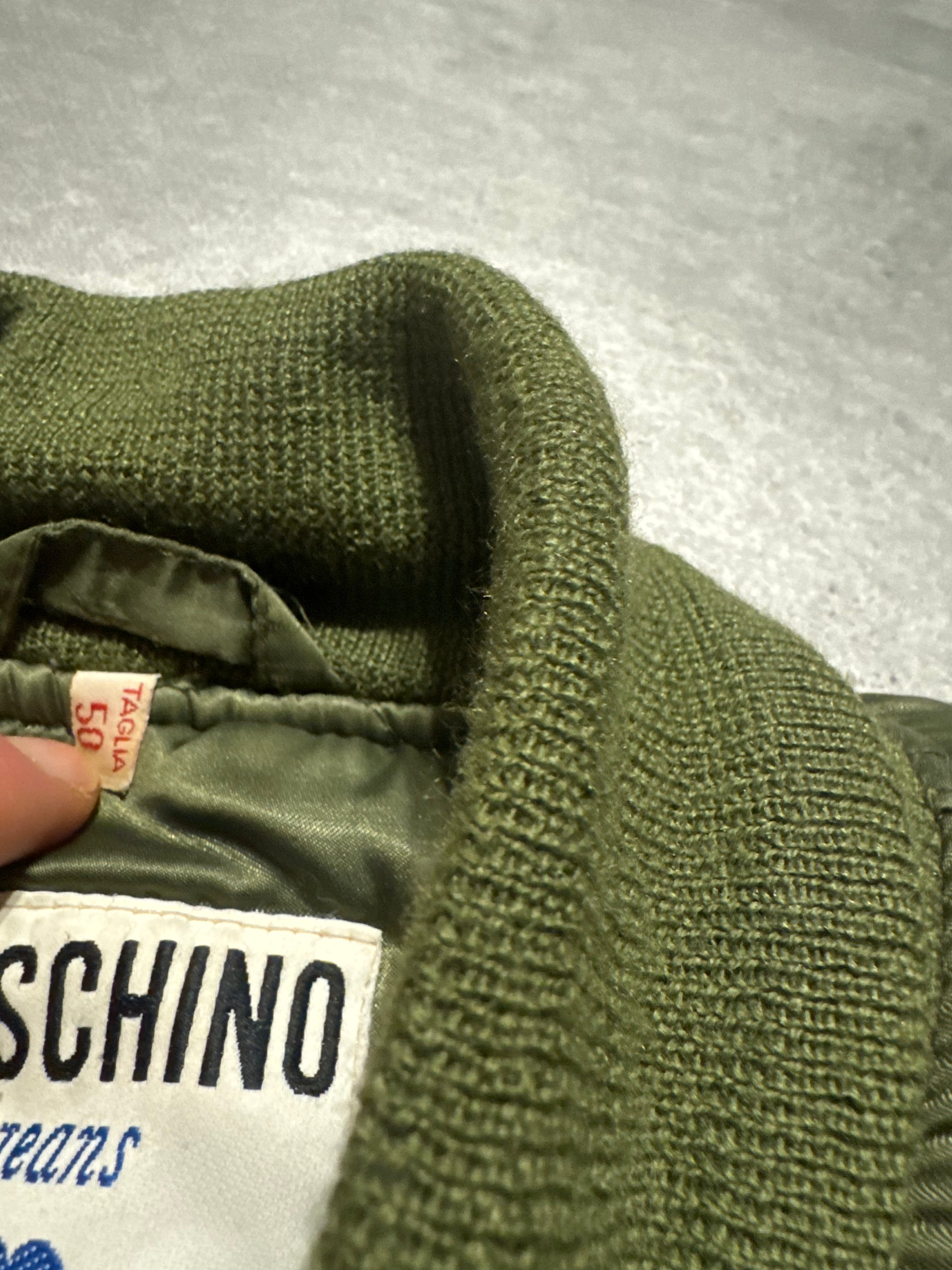 1990s Moschino Olive Nylon Italian Aero Bomber Jacket (M/L) - 8