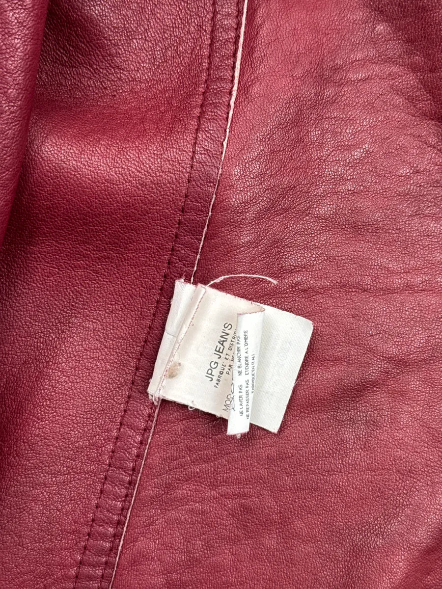 1990s Jean Paul Gaultier Burgundy Suède Leather Mottled Double-Breasted Coat GCzLJTsc 12
