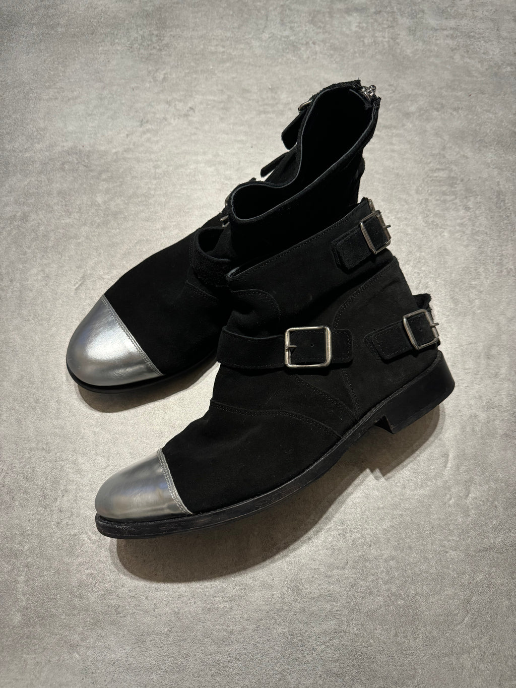Balmain x H&M Black Silver Toe Chukka Strap Boots  (44) - 9