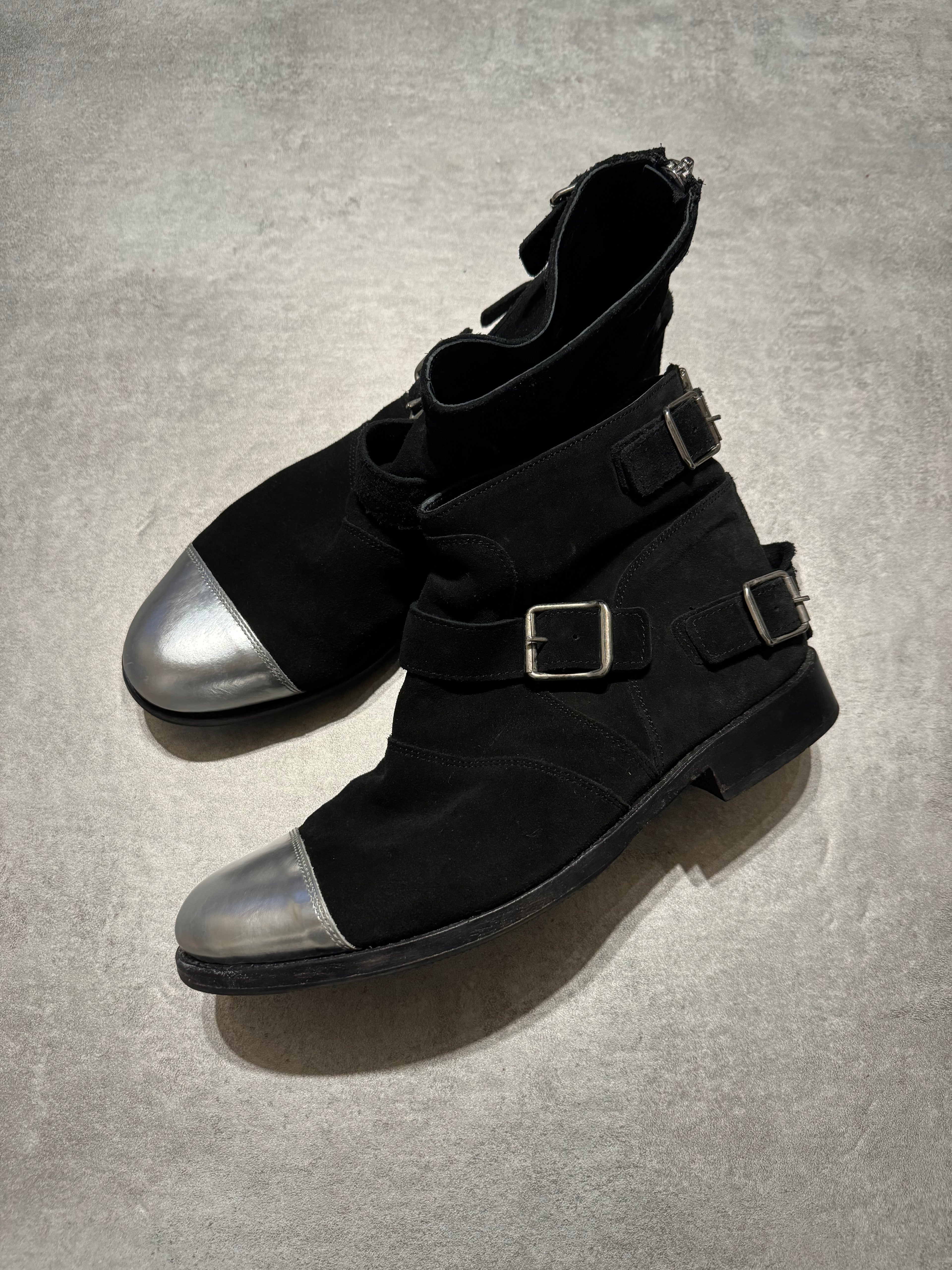 Balmain x H&M Black Silver Toe Chukka Strap Boots  (44) - 9