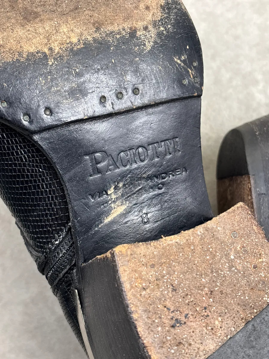 Cesare Paciotti Black Leather Lizard-Embossed Harness Boots GGNcYXpM 15