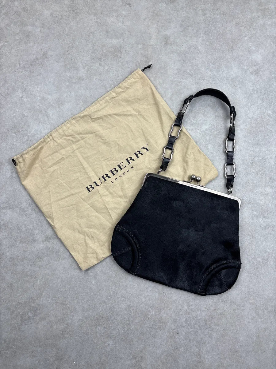 Burberry London Black Haircalf Kiss-Lock Frame Shoulder Bag GIrYvJUx 3