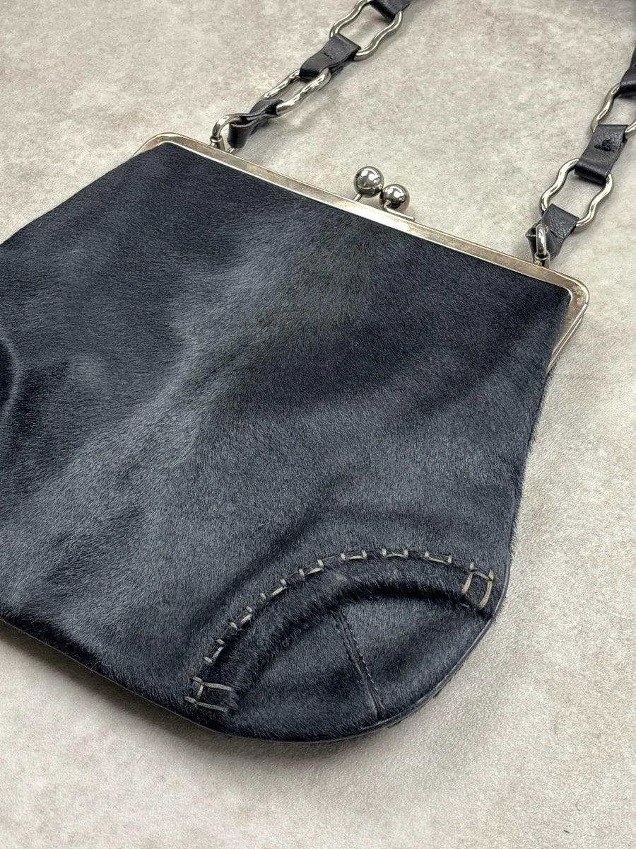 Burberry London Black Haircalf Kiss-Lock Frame Shoulder Bag GIrYvJUx 9