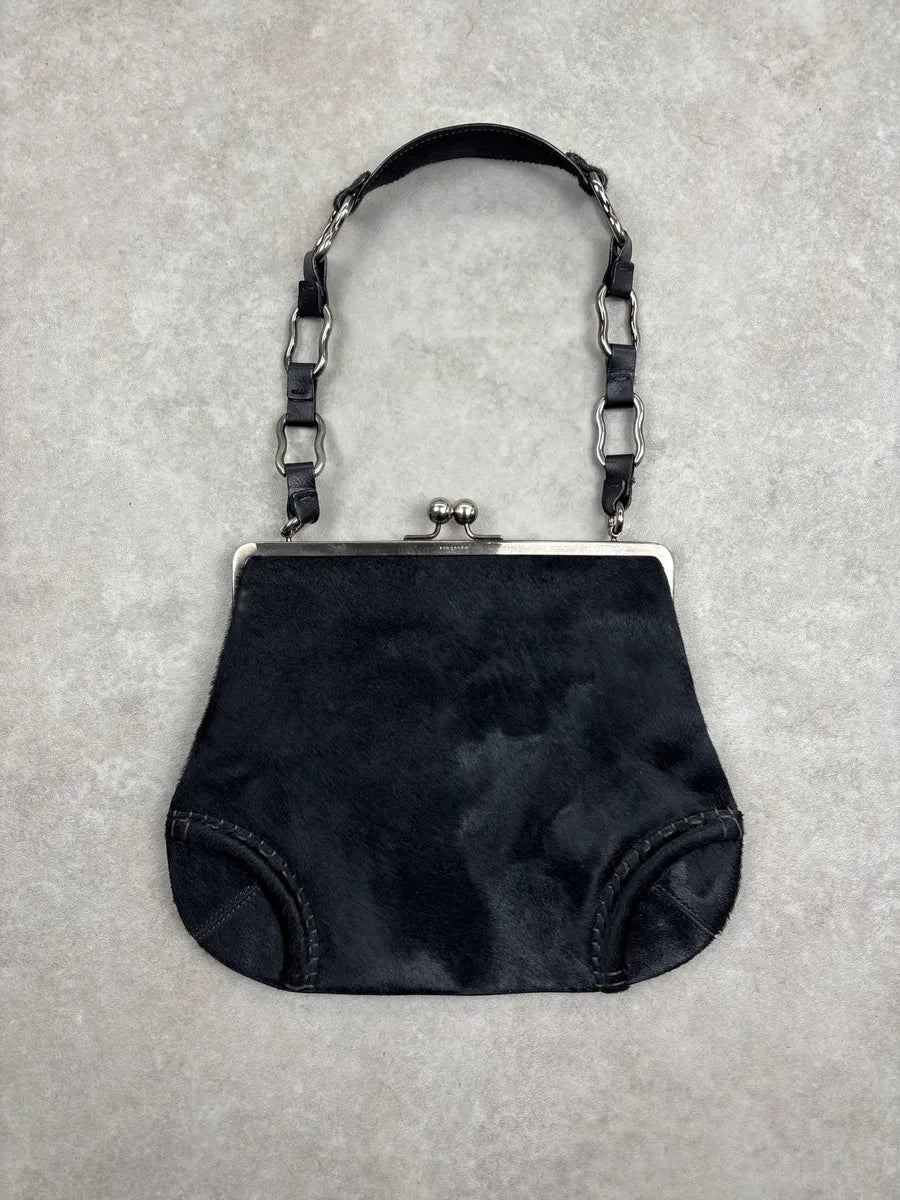 Burberry London Black Haircalf Kiss-Lock Frame Shoulder Bag GIrYvJUx 0
