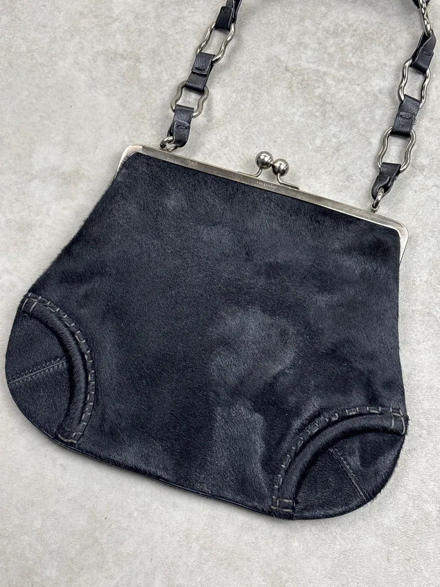 Burberry London Black Haircalf Kiss-Lock Frame Shoulder Bag GIrYvJUx 4