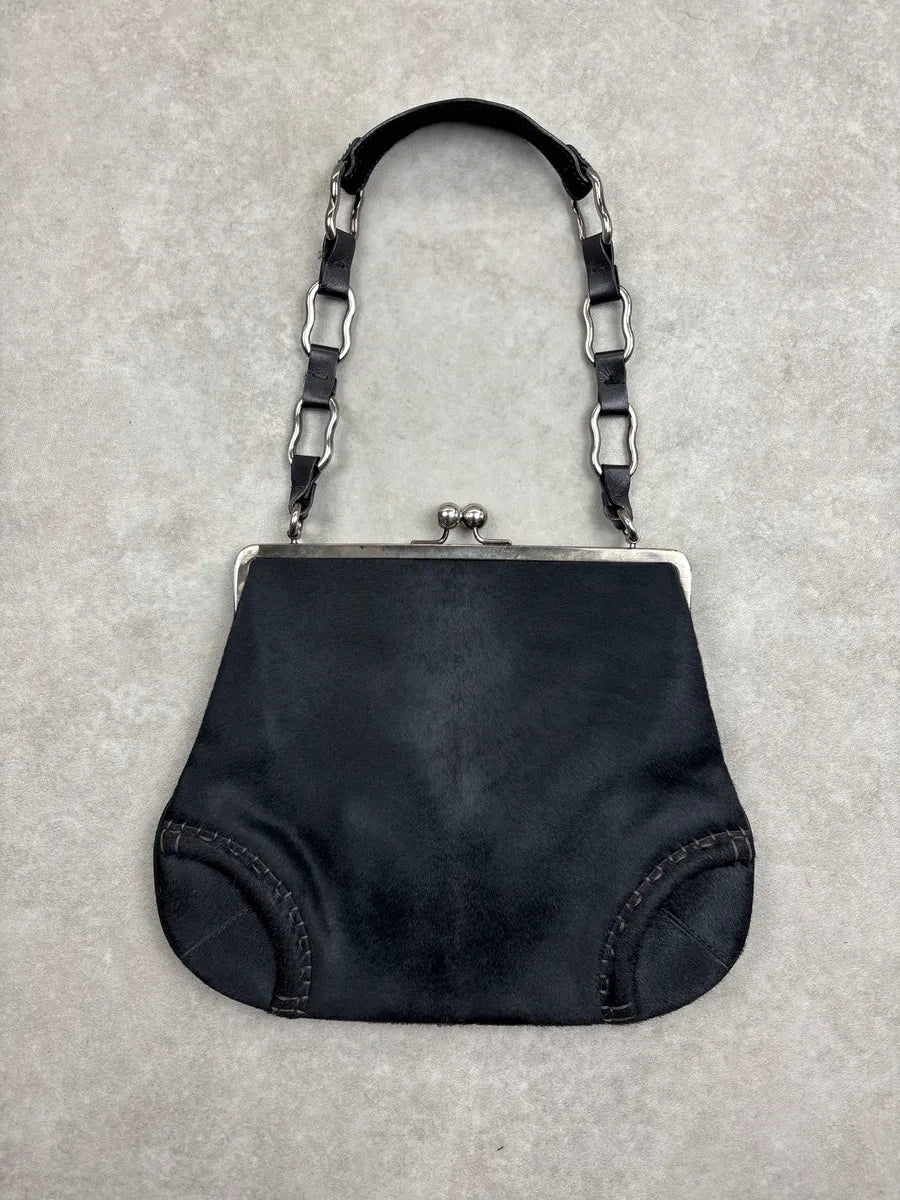Burberry London Black Haircalf Kiss-Lock Frame Shoulder Bag GIrYvJUx 7