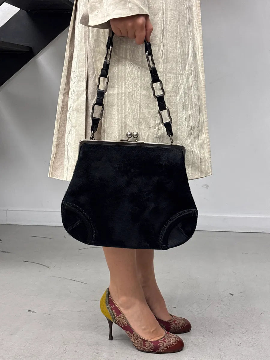 Burberry London Black Haircalf Kiss-Lock Frame Shoulder Bag GIrYvJUx 1