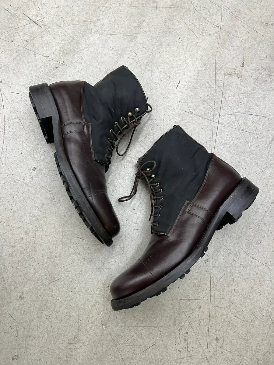 2000s Prada Dark Hybrid Two-Tone Black & Brown Leather Boots GKeQVlhO 1