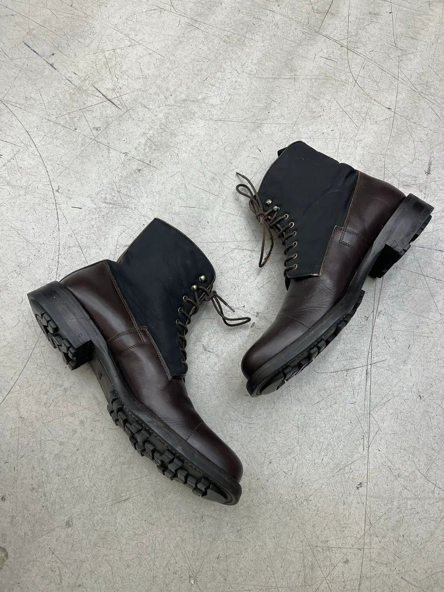 2000s Prada Dark Hybrid Two-Tone Black & Brown Leather Boots GKeQVlhO 2