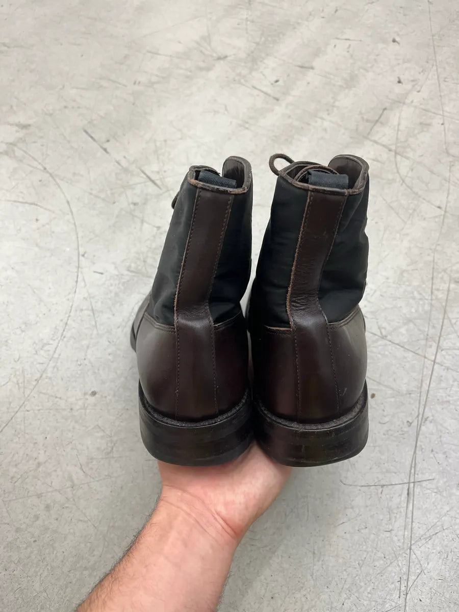 2000s Prada Dark Hybrid Two-Tone Black & Brown Leather Boots GKeQVlhO 4