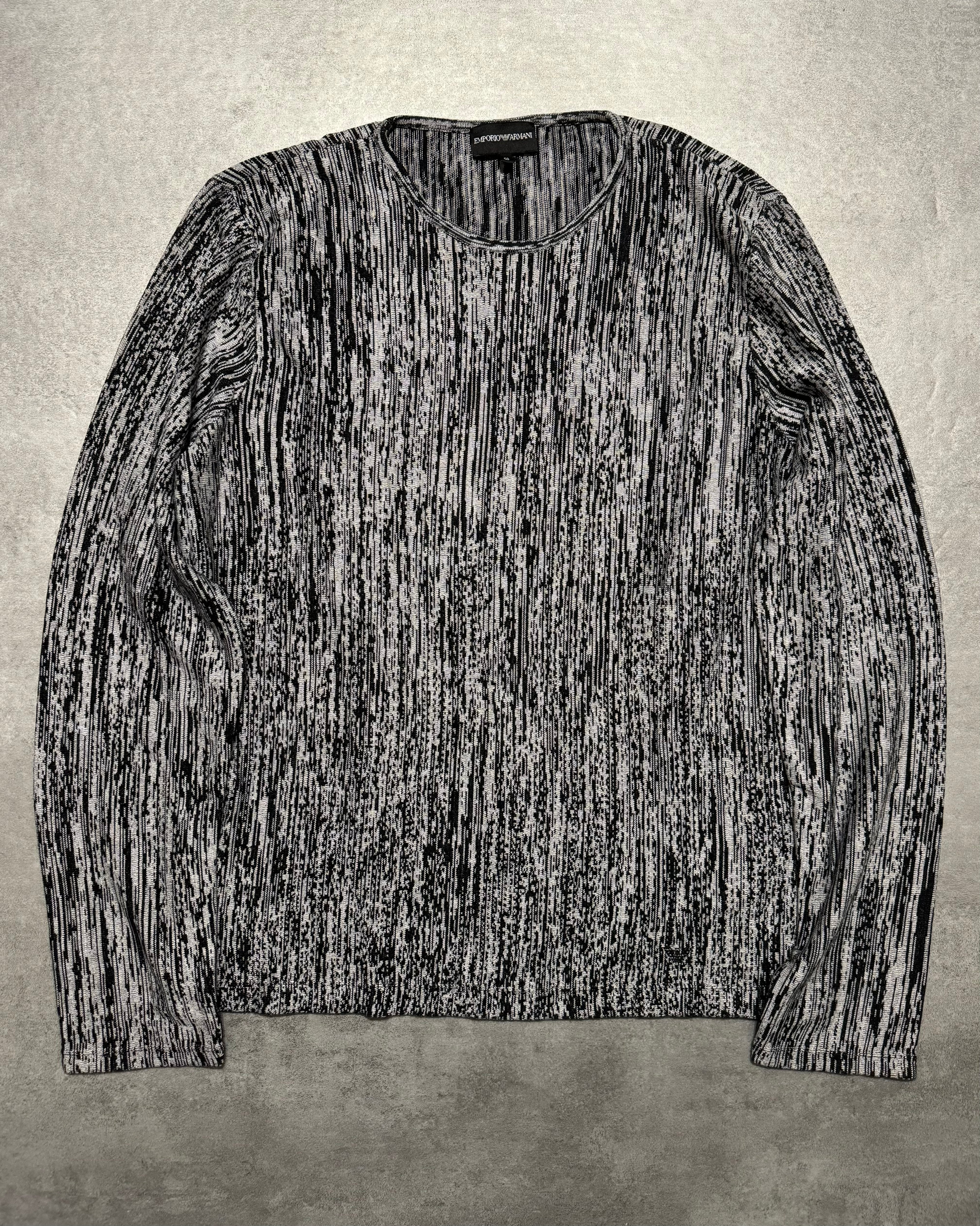 SS2021 Emporio Armani Black & White Contemporary Wool Sweater (M) - 3