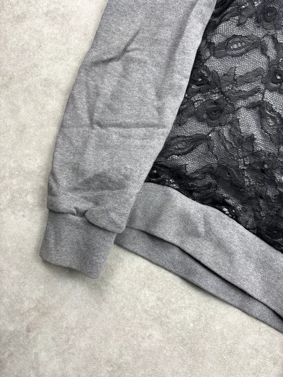 2000s Dolce & Gabbana Grey Floral Mesh Panel Hoodie GLSFHDfl 6