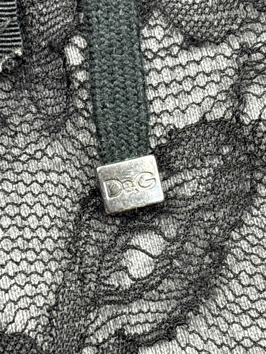 2000s Dolce & Gabbana Grey Floral Mesh Panel Hoodie GLSFHDfl 8