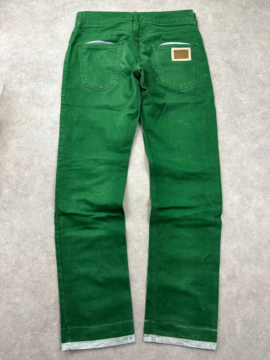 2000s Dolce & Gabbana Green Contrast Denim Jeans GLiCfsww 6