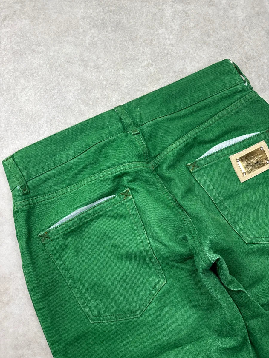 2000s Dolce & Gabbana Green Contrast Denim Jeans GLiCfsww 9