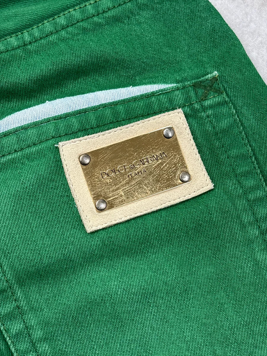 2000s Dolce & Gabbana Green Contrast Denim Jeans GLiCfsww 10