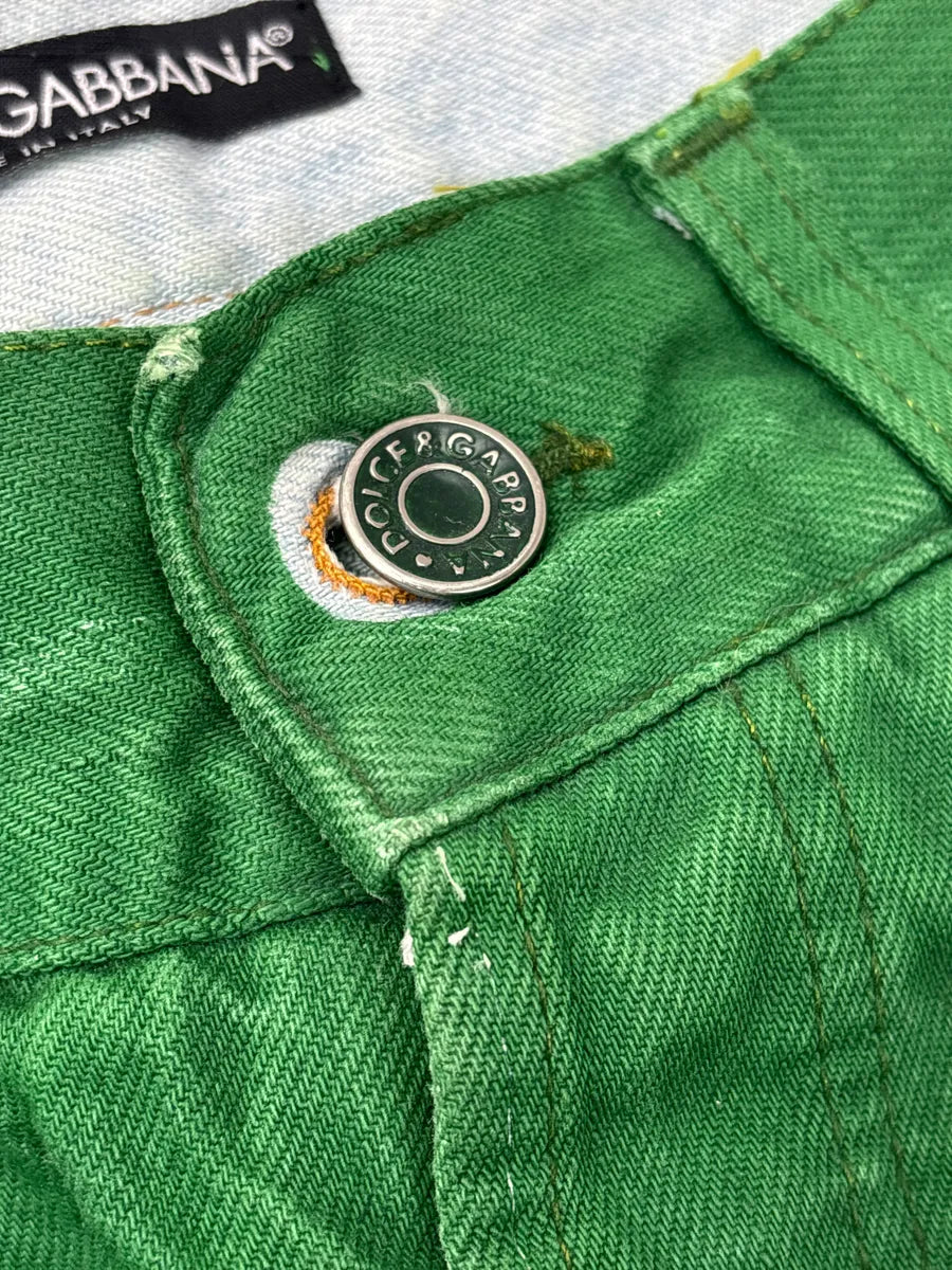 2000s Dolce & Gabbana Green Contrast Denim Jeans GLiCfsww 11