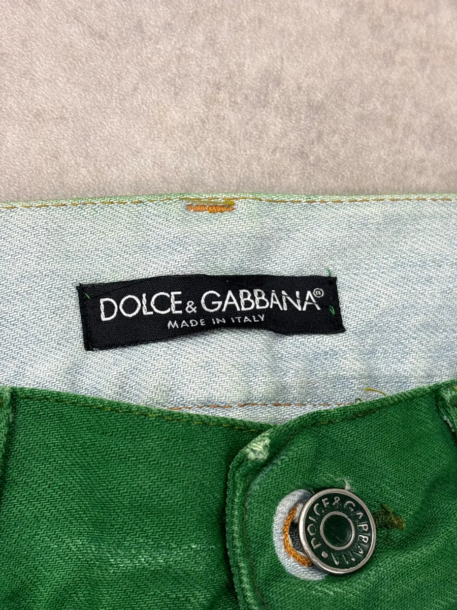 2000s Dolce & Gabbana Green Contrast Denim Jeans GLiCfsww 13