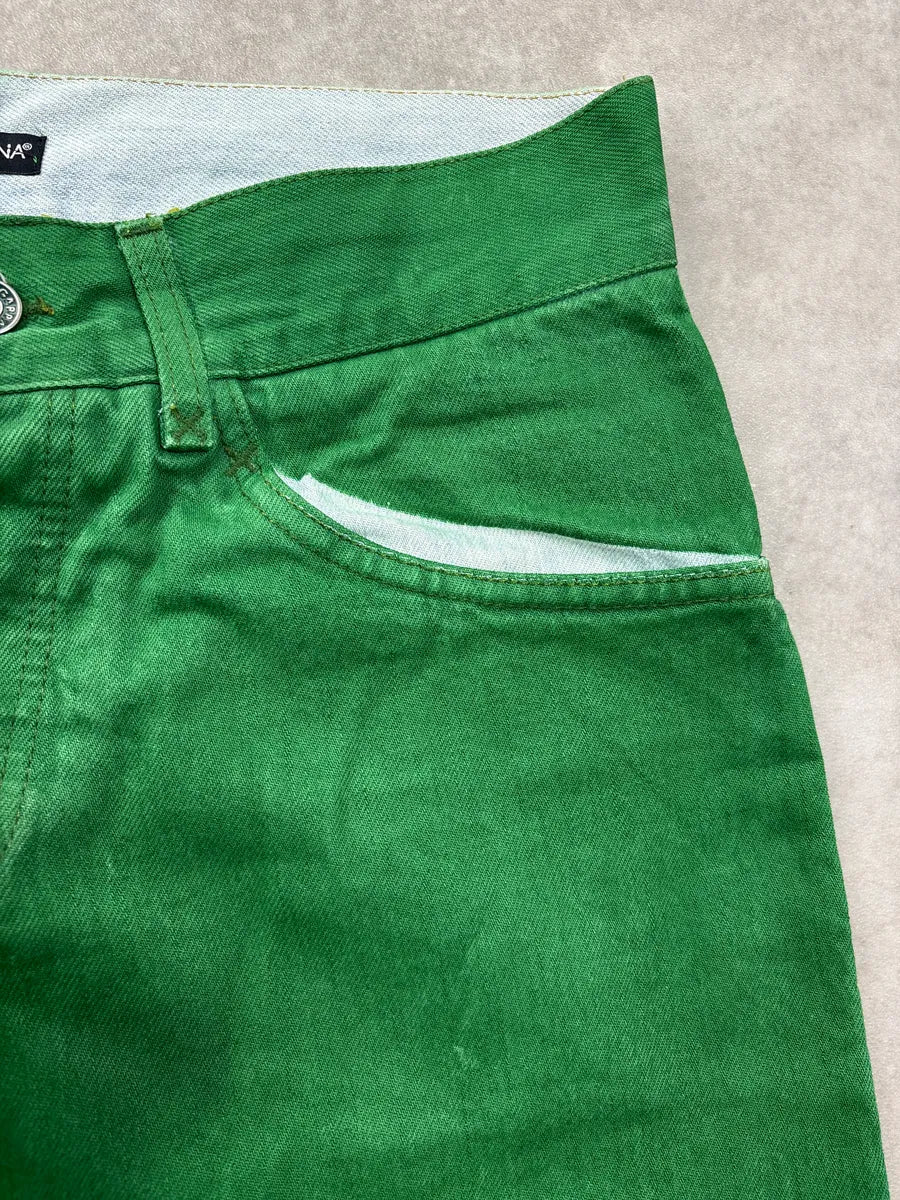 2000s Dolce & Gabbana Green Contrast Denim Jeans GLiCfsww 8