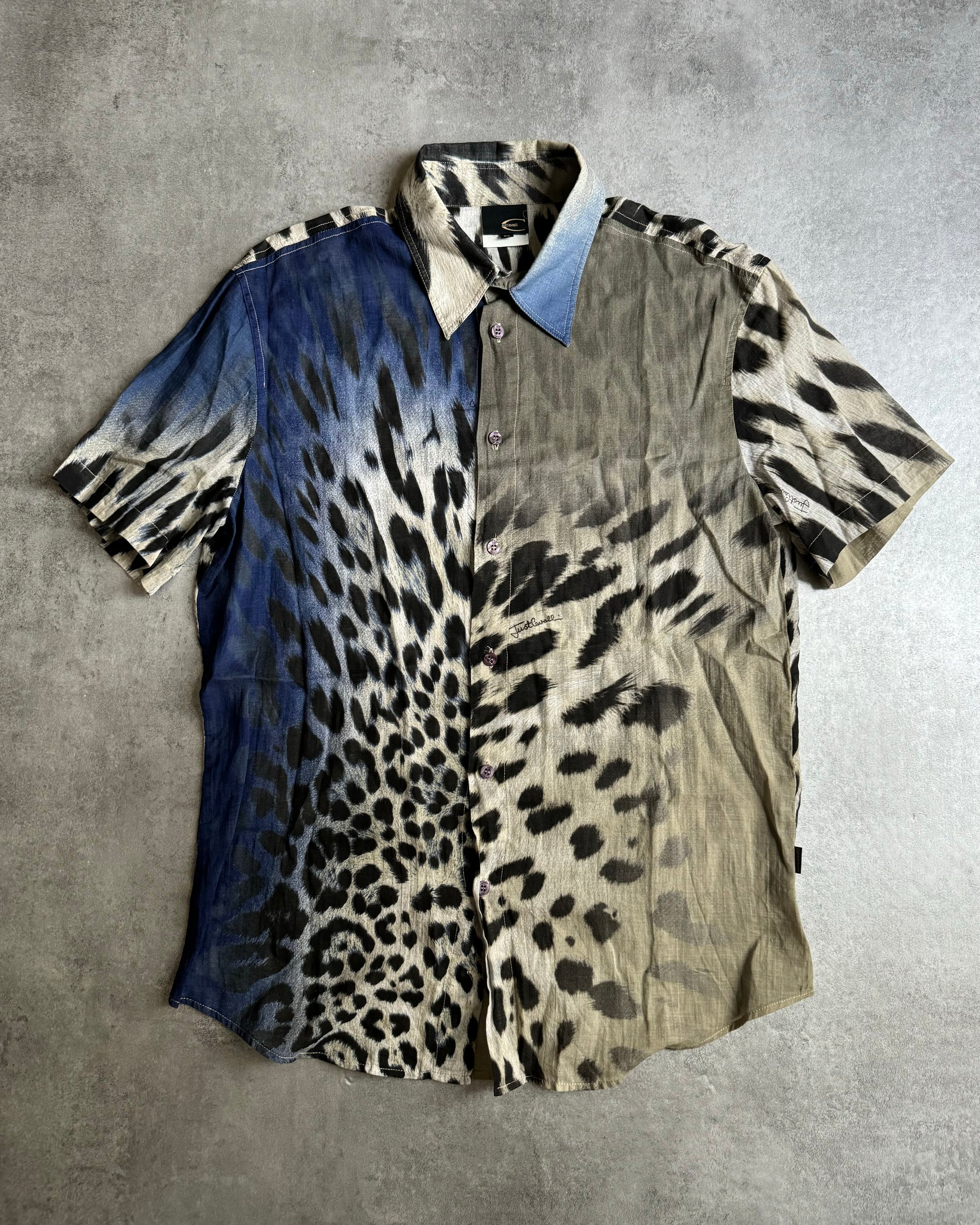 SS2005 Cavalli Leopard Ocean Gradient Shirt (M) - 1